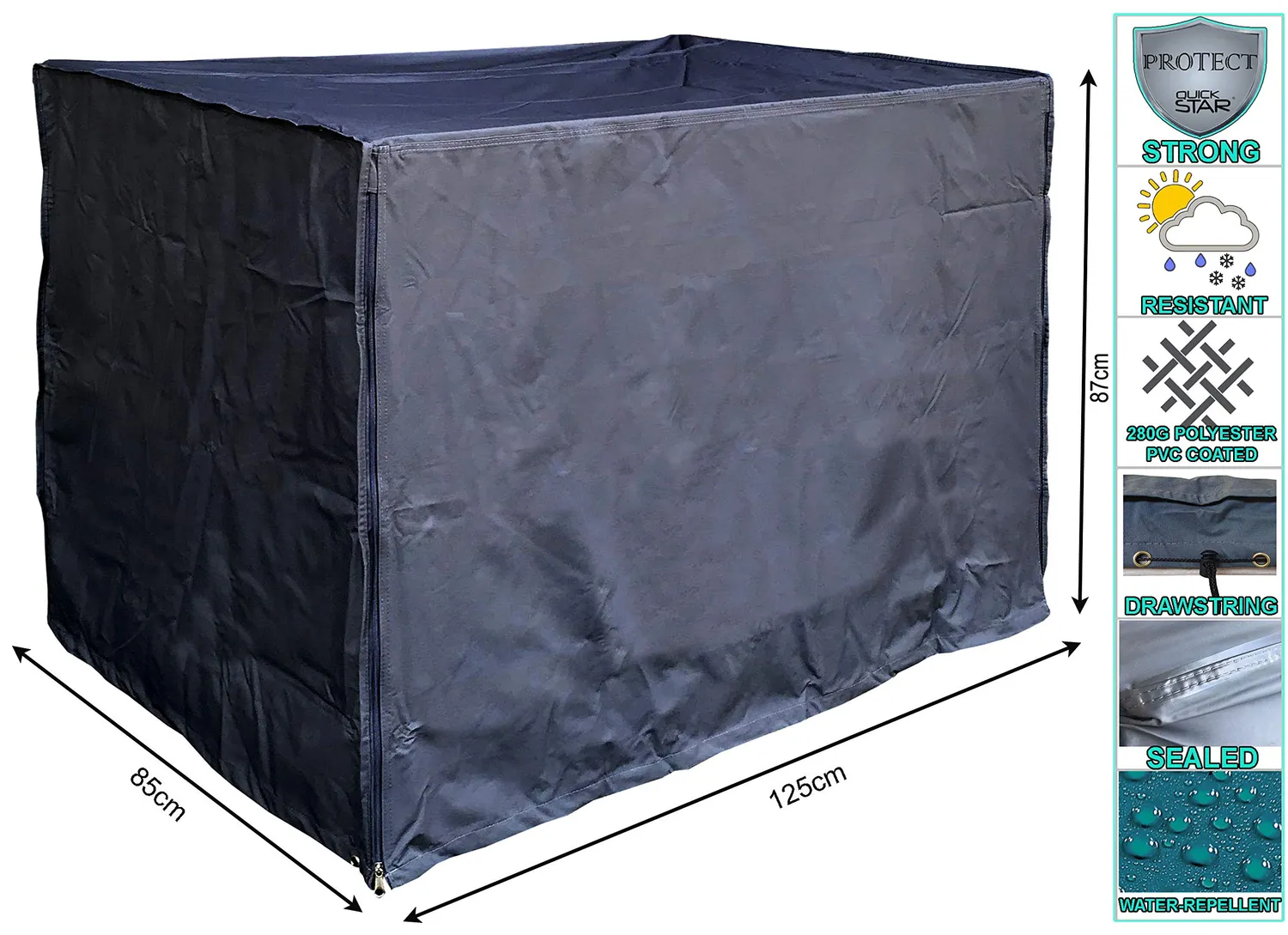 QUICK STAR Copertura 125x85x87 Nera PVC 5 Pezzi