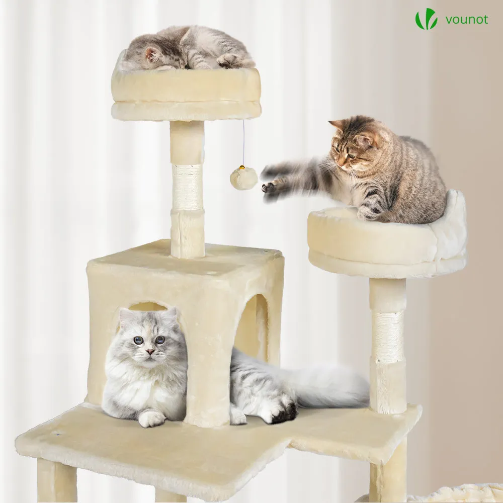 Vounot albero tiragraffi gatto gigante beige 6 livelli 215 cm