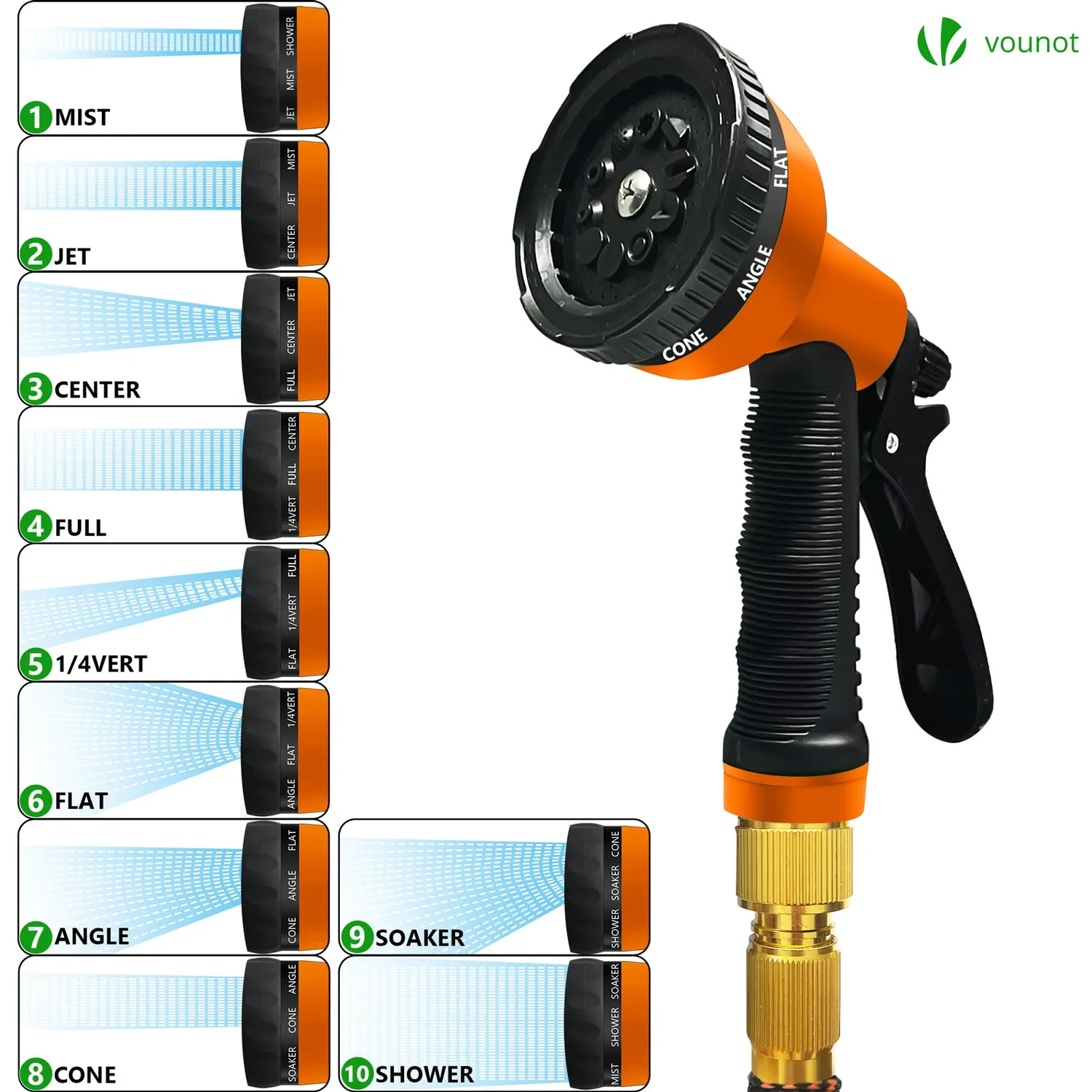 Vounot Tubo Giardino Estensibile 45m Arancione Accessori