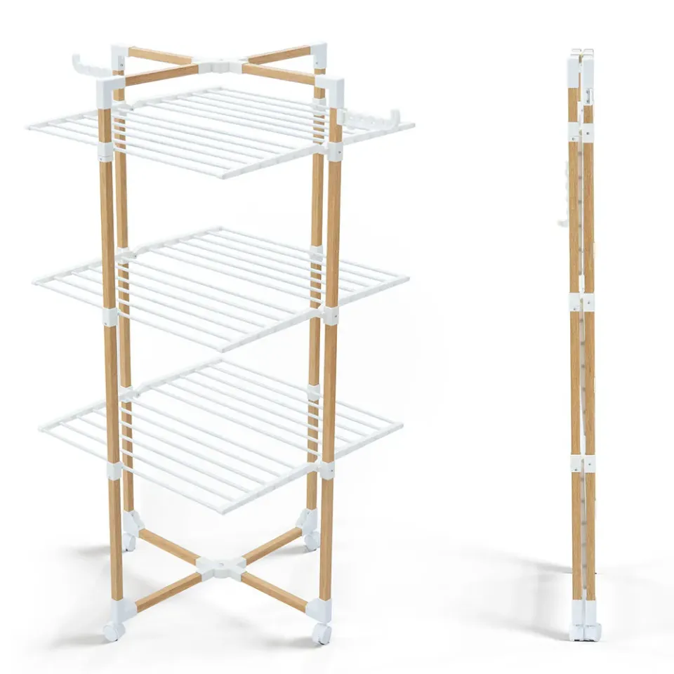 VOUNOT stendibiancheria torre 3 piani bianco 25 m