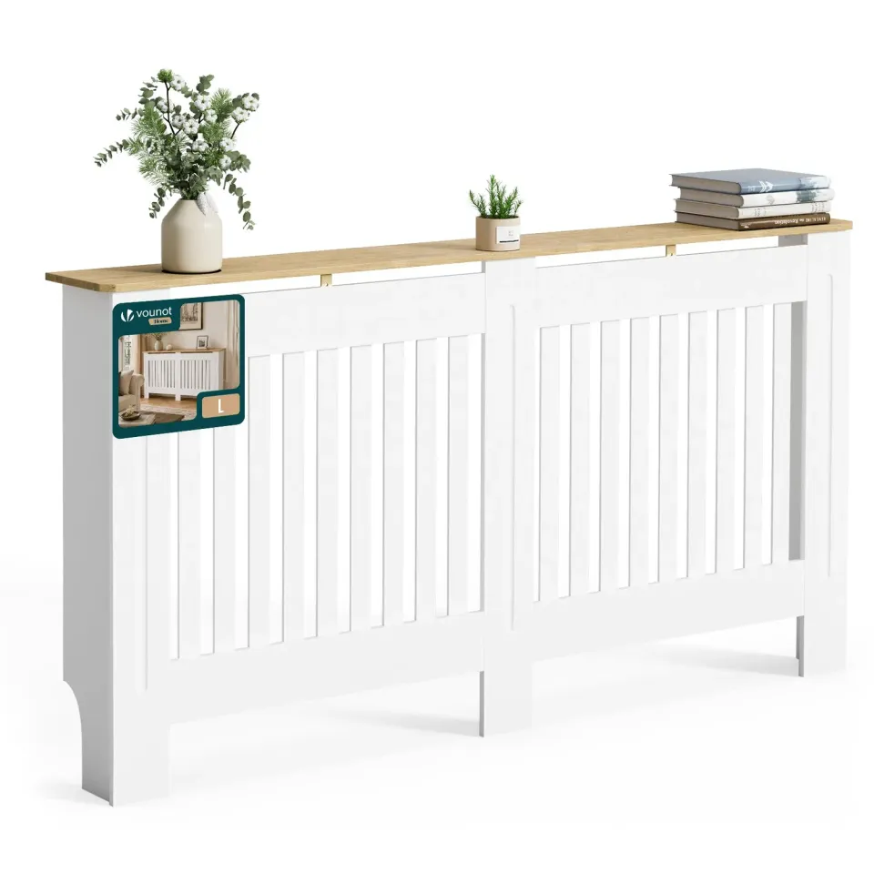 Vounot Copricalorifero MDF 152x19x82 Bianco Rovere Mensola