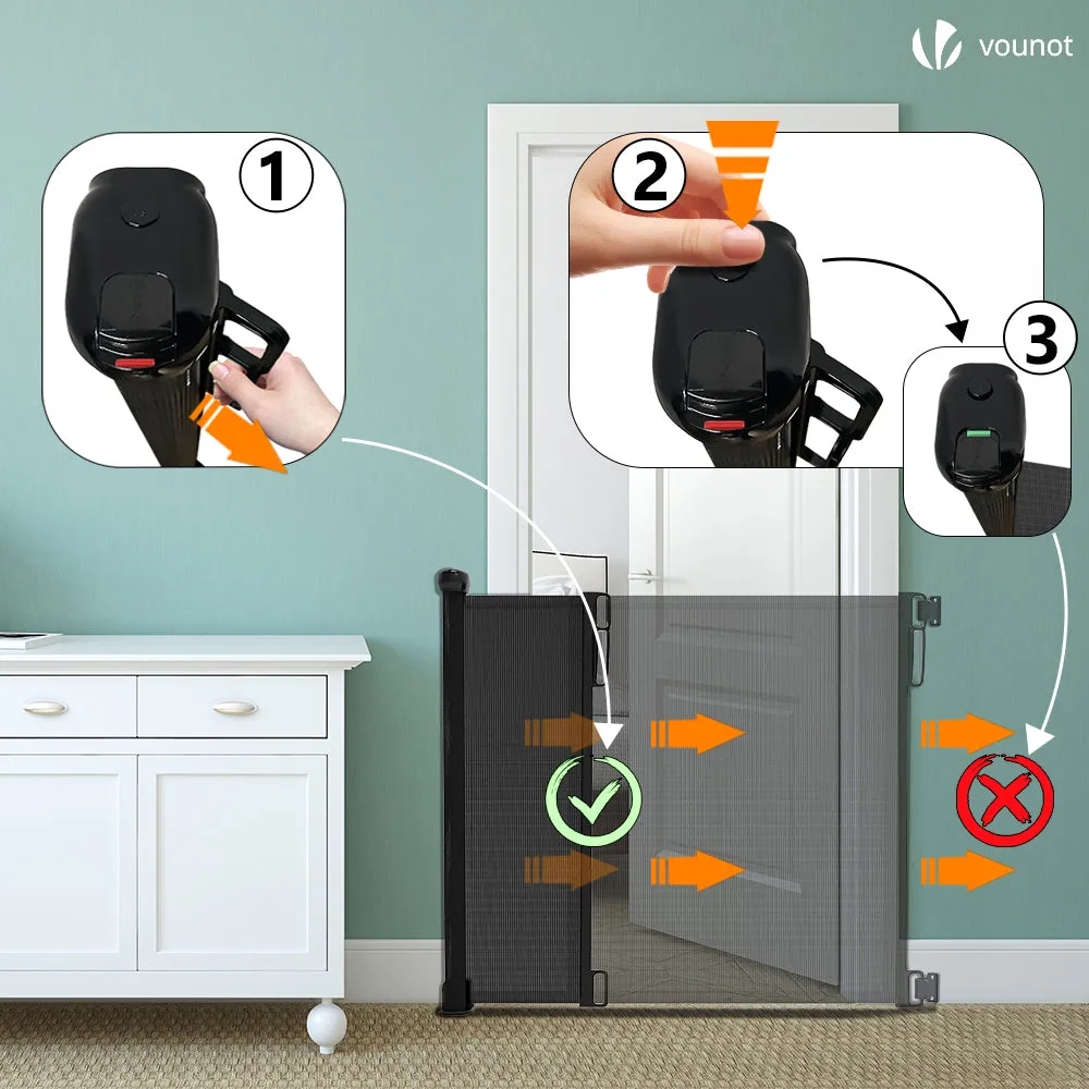 VOUNOT Barriera Retrattile 180cm Cancello Sicurezza Nero Bambini