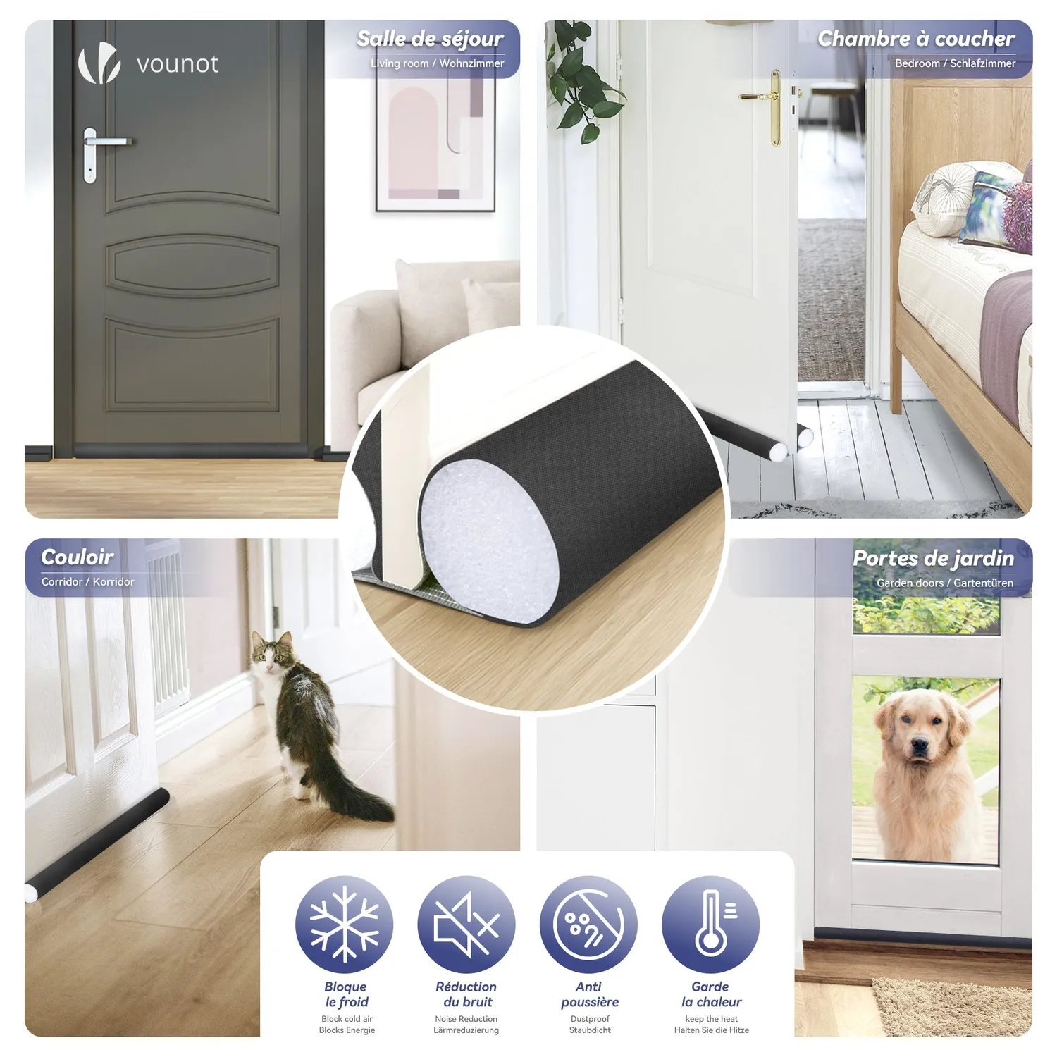 VOUNOT Paraspifferi Porta 96cm Nero 2 Pezzi