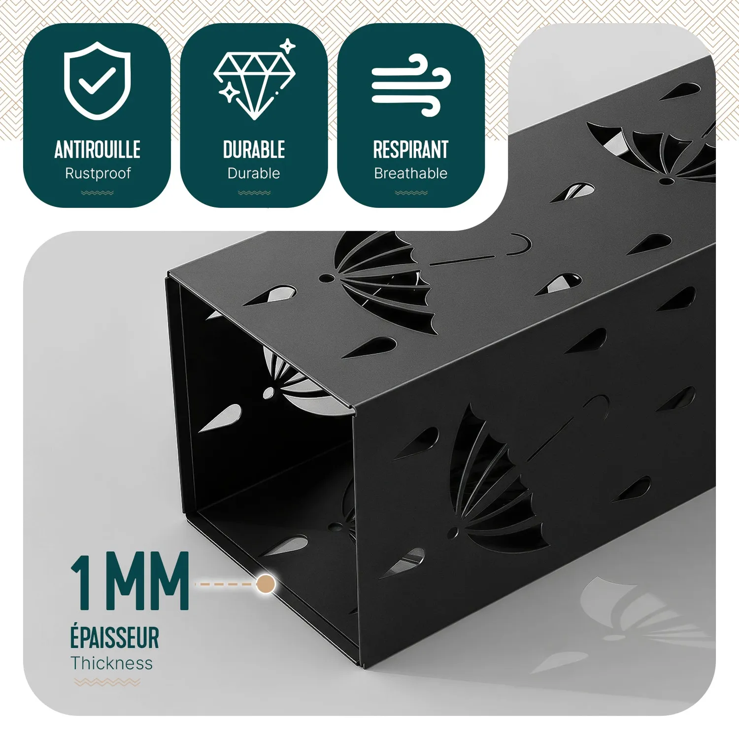 VOUNOT Portaombrelli in Metallo Nero 15,5x15,5x43,5 cm con vaschetta