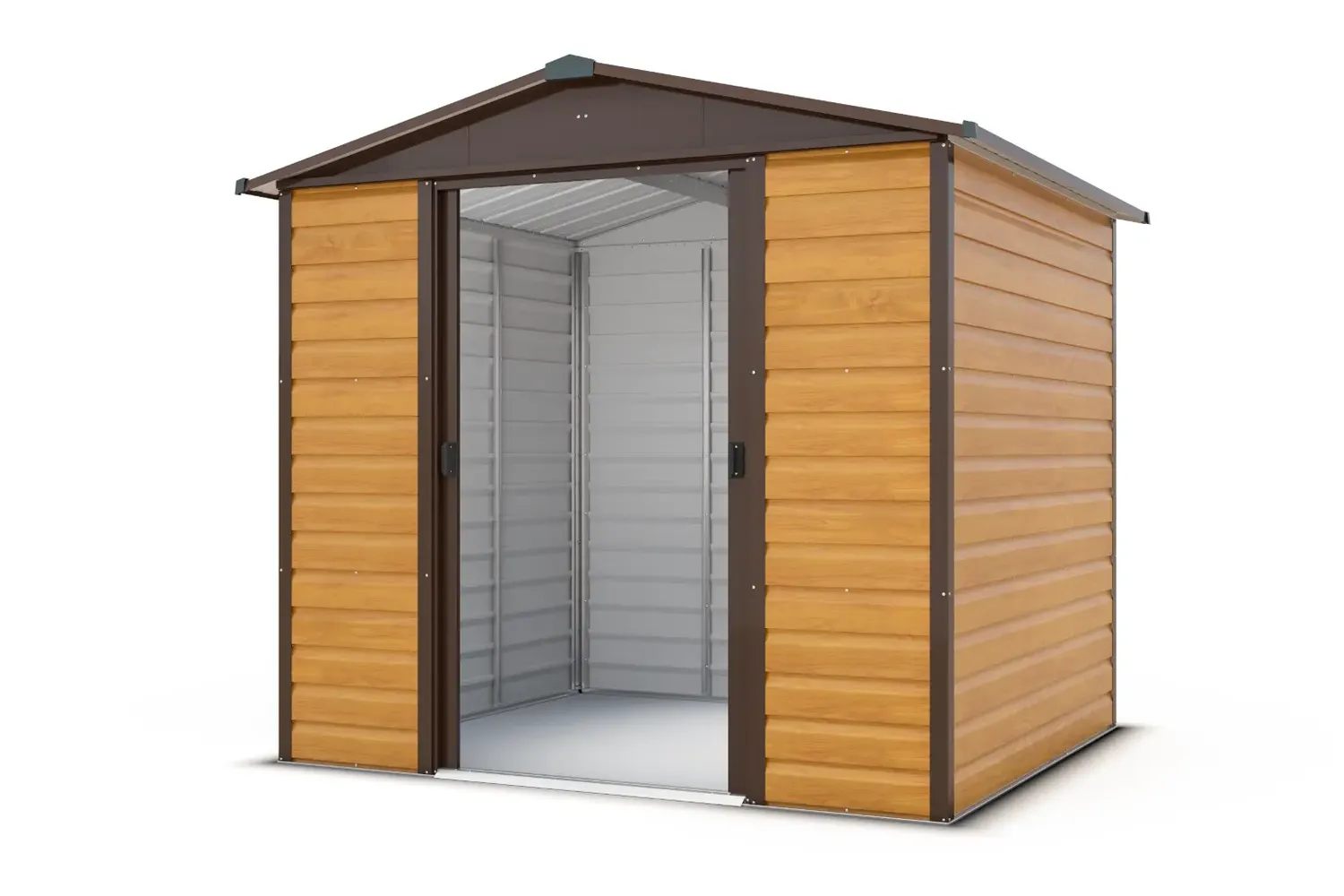 Yardmaster Shiplap 8x6 casetta metallo tetto a due falde teak