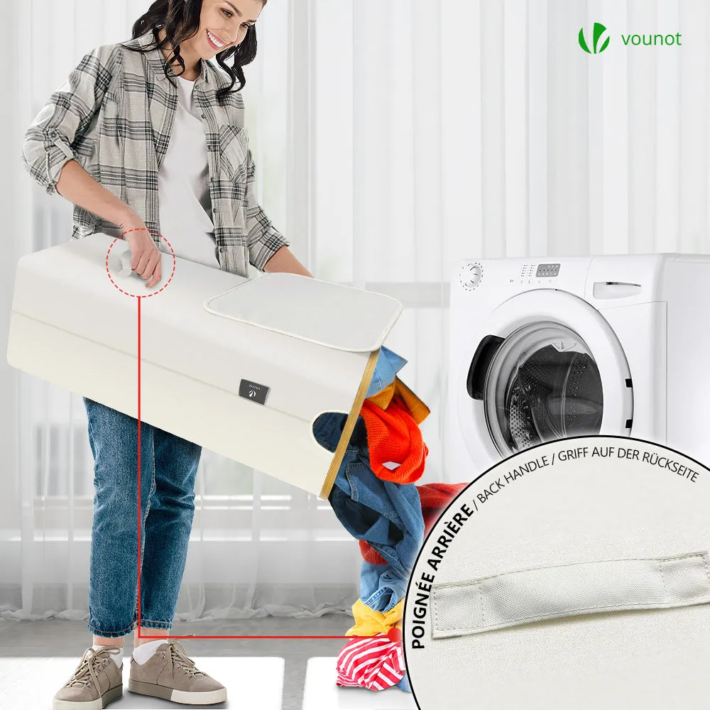 Vounot cesto portabiancheria pieghevole 100 L beige bambù