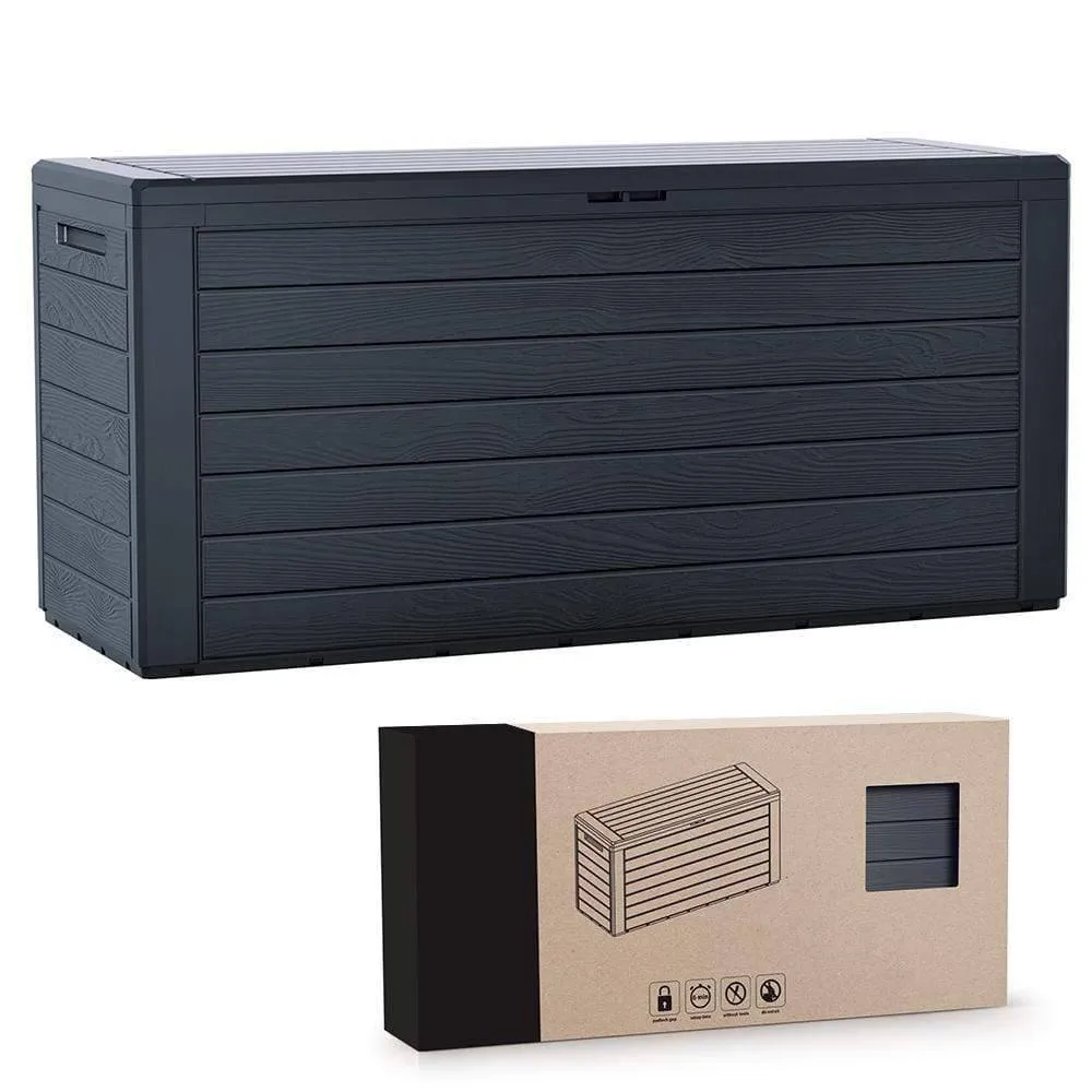 VOUNOT Baule da Esterno 280L Antracite Effetto Legno