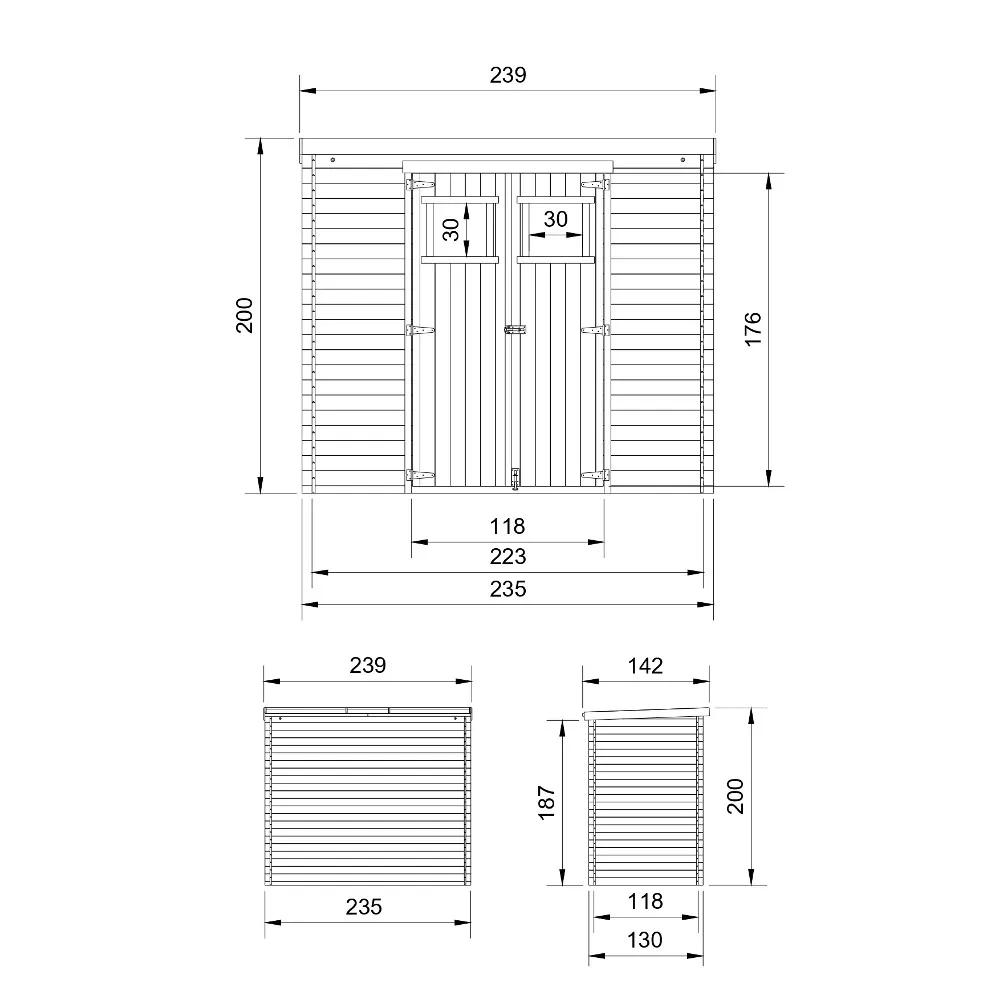 Timbela M310 casetta legno attrezzi 235x130 3 mq finestre