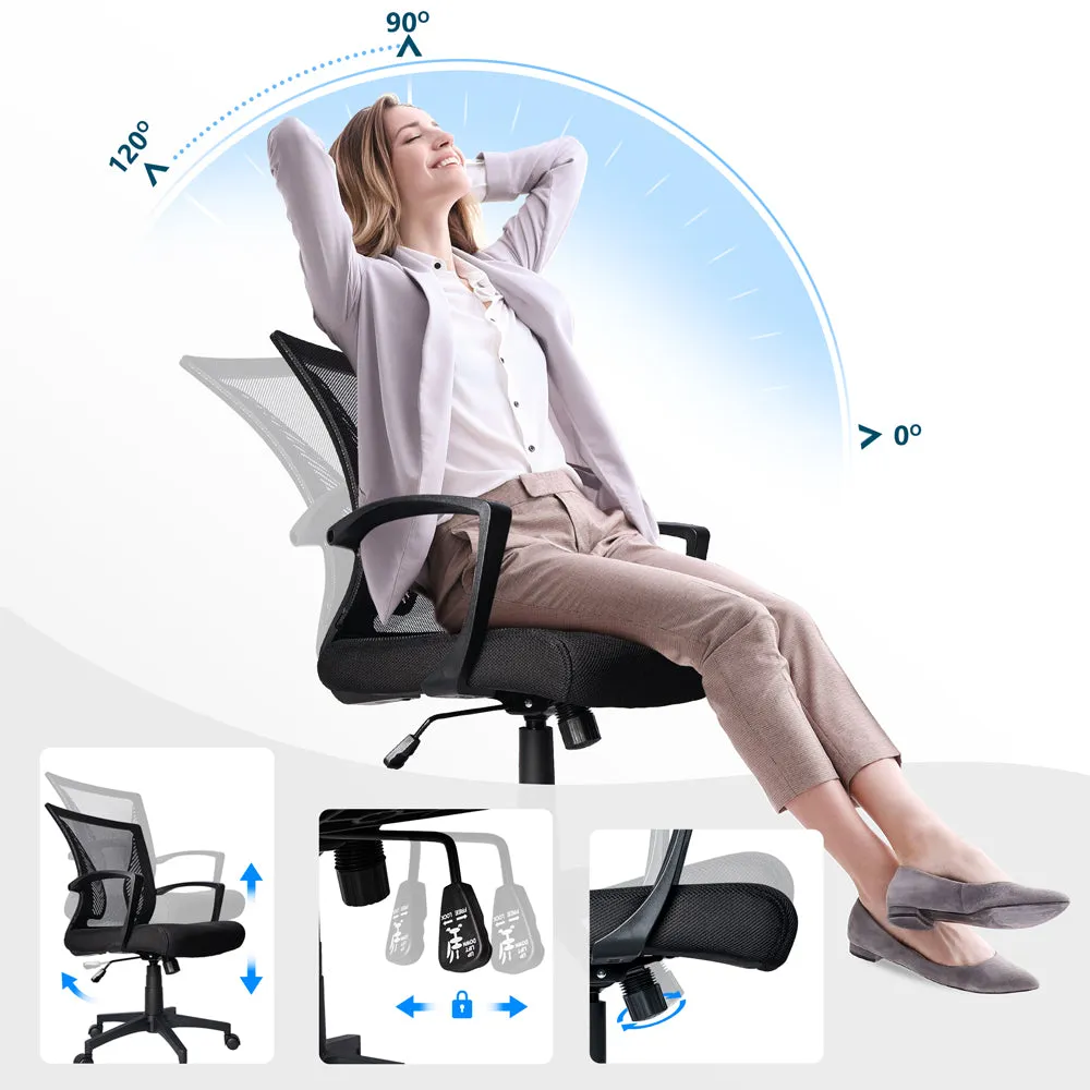 VOUNOT Sedia Ufficio Ergonomica Nera Rete Traspirante