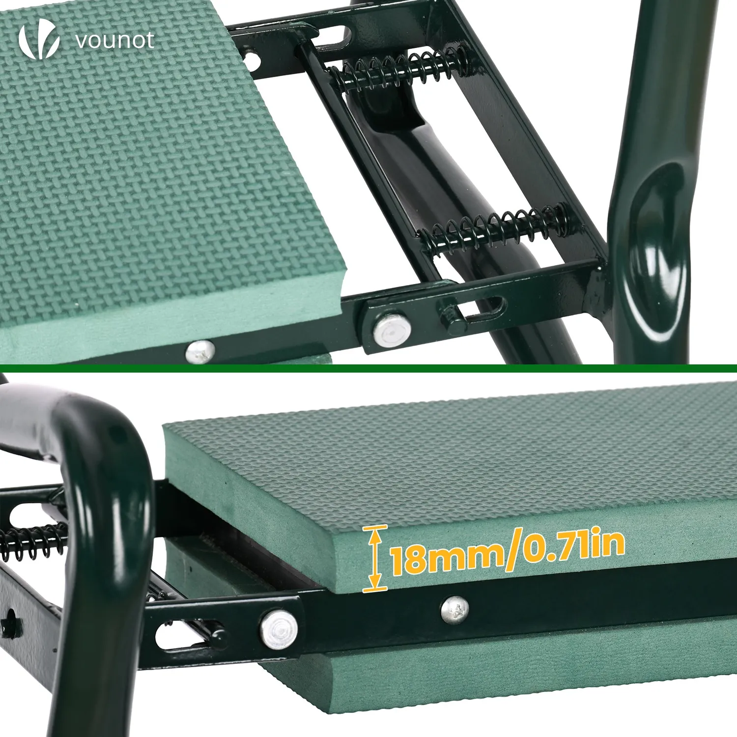 VOUNOT Sgabello ginocchiatoio giardino 2 in 1 verde pieghevole
