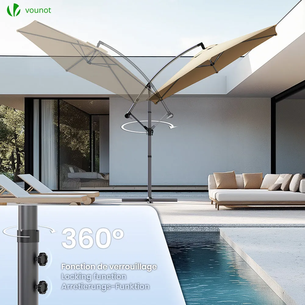 Vounot Ombrellone Decentrato 3m Kaki con Custodia Anti-UV