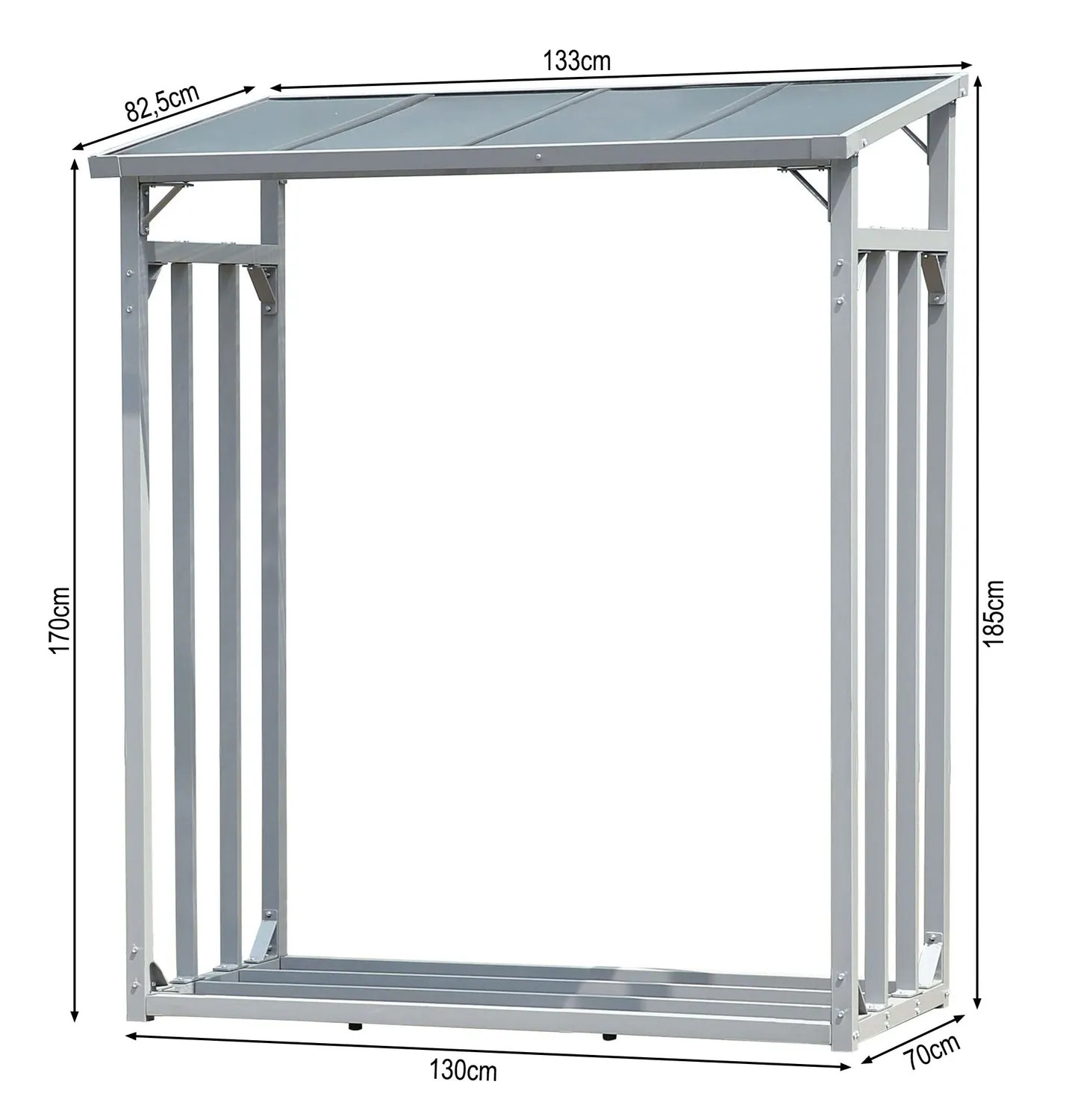 Quick Star scaffale legna alluminio 130x70x185 cm 2 pezzi con tetto