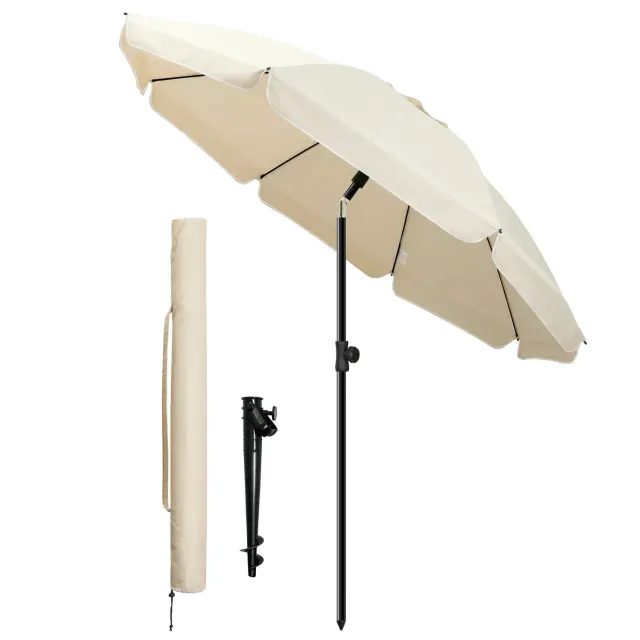 Vounot ombrellone da esterno 2 m beige UV50+ con picchetto
