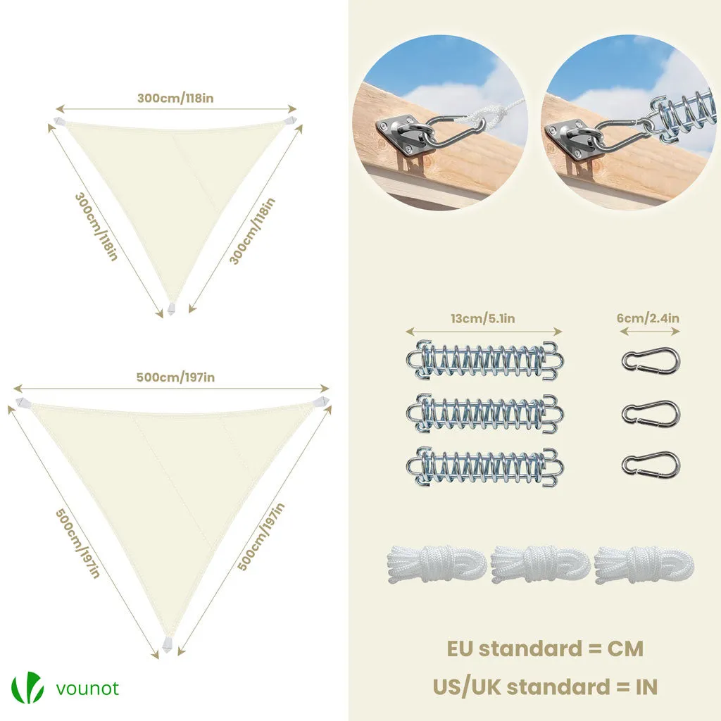 Vounot Vela Ombreggiante Triangolare 3x3x3m Beige Impermeabile