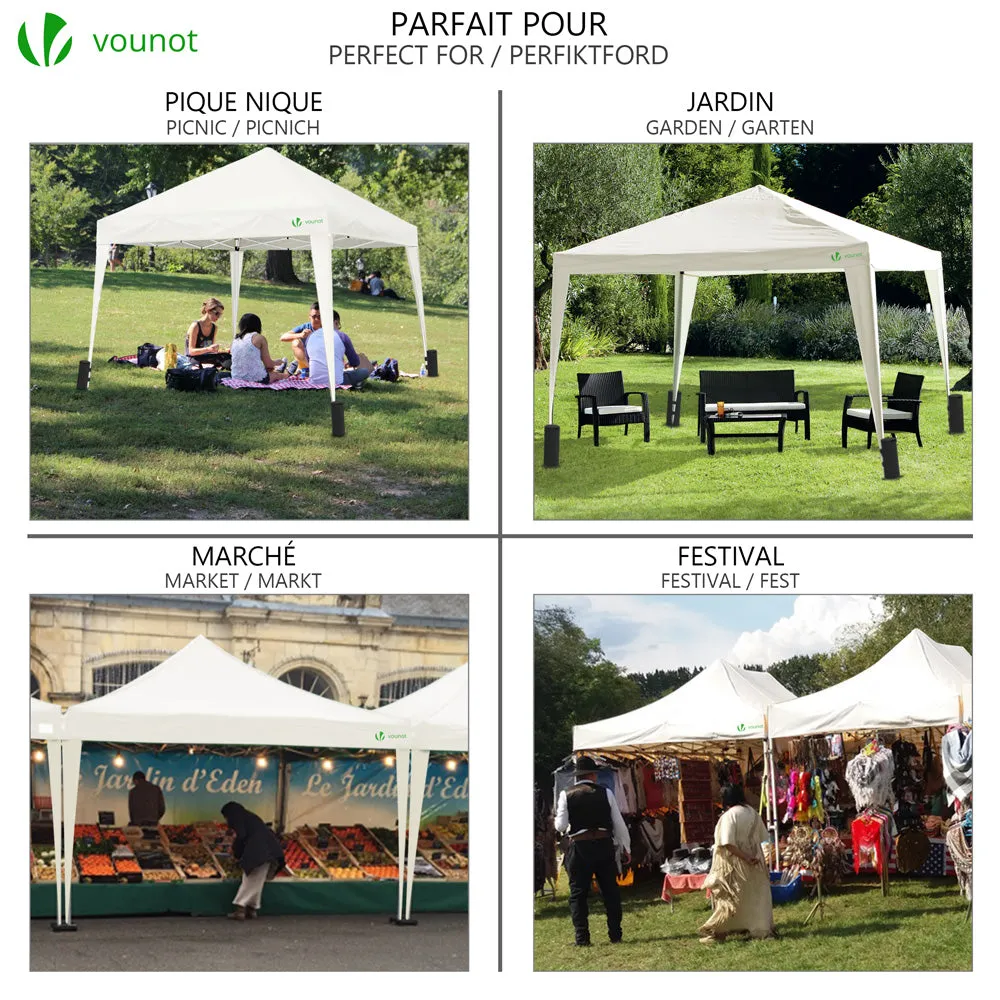VOUNOT Gazebo Pieghevole 3x3m Bianco con Borsa