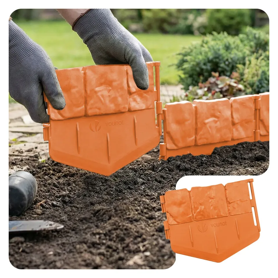 VOUNOT Bordura da Giardino Effetto Pietra 5,35 m Terracotta