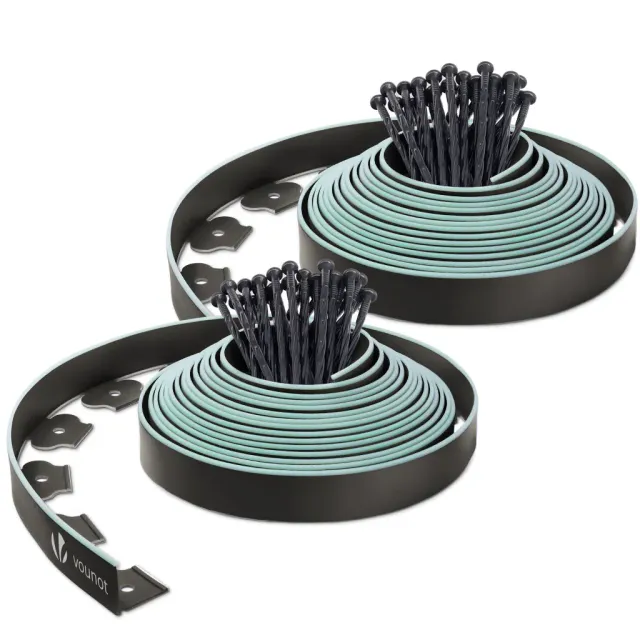 VOUNOT bordura giardino flessibile plastica 20 m nera picchetti