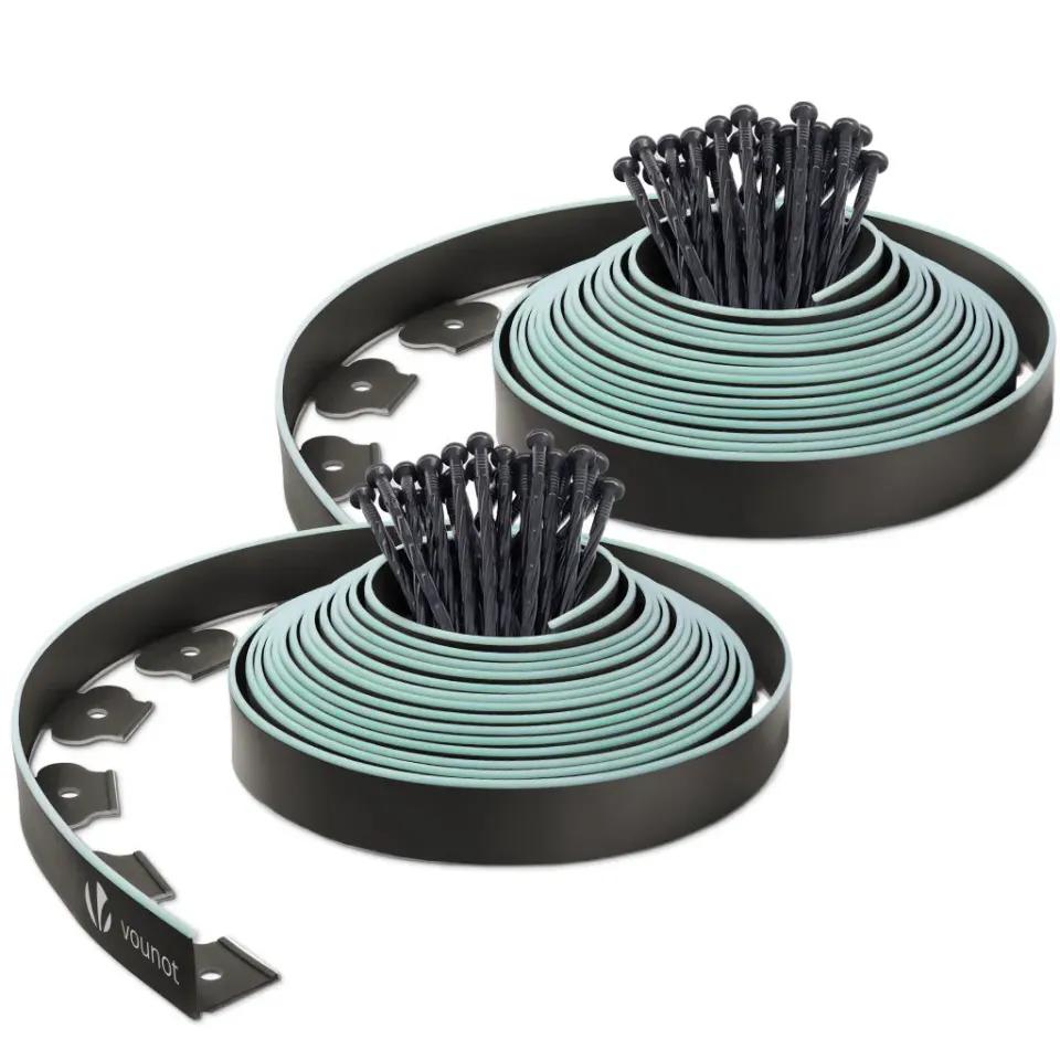 VOUNOT bordura giardino flessibile plastica 20 m nera picchetti