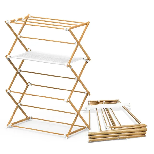 VOUNOT stendibiancheria pieghevole effetto legno 7 m 15 kg