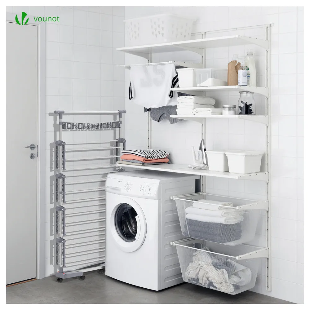 VOUNOT Stendibiancheria Torre 4 Livelli Inox 27 m con Ruote