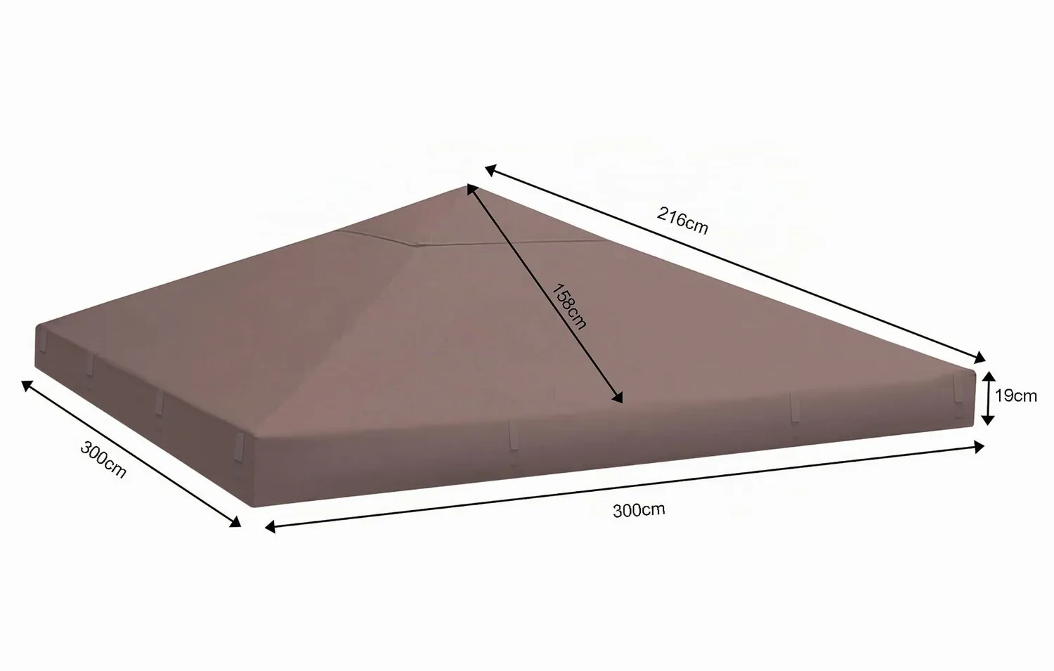 Quick Star telo tetto ricambio gazebo 3x3 m marrone grigio PVC