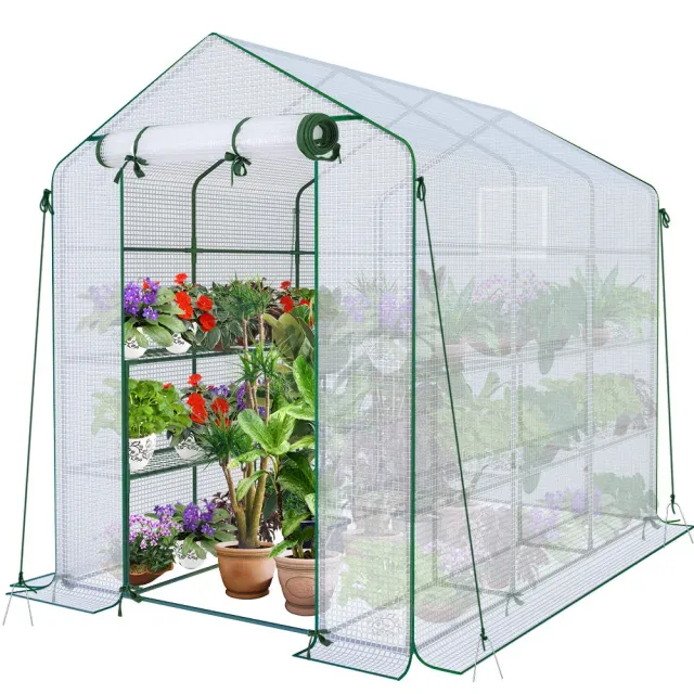 Vounot serra da giardino 143x215x195 cm con ripiani anti UV