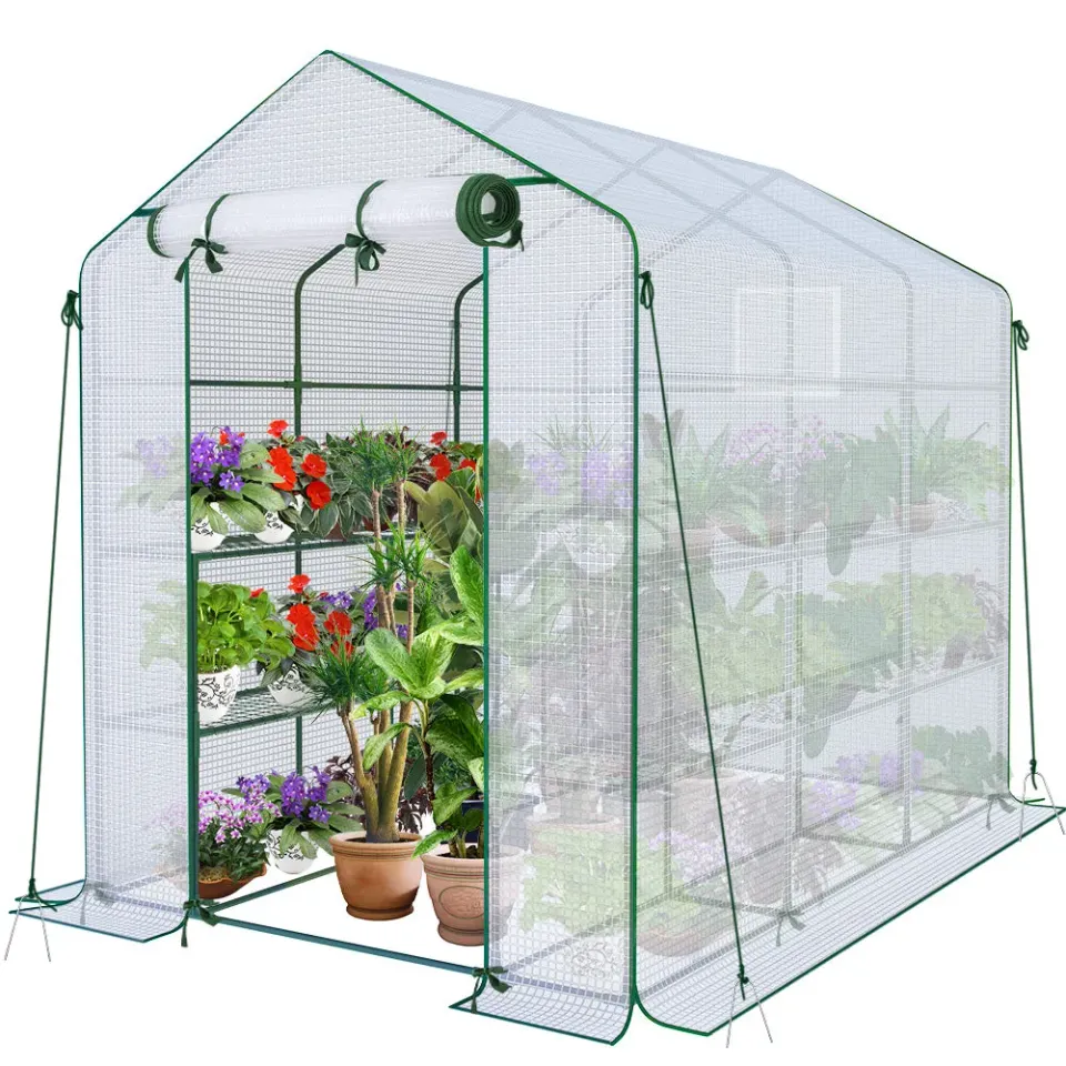 Vounot serra da giardino 143x215x195 cm con ripiani anti UV