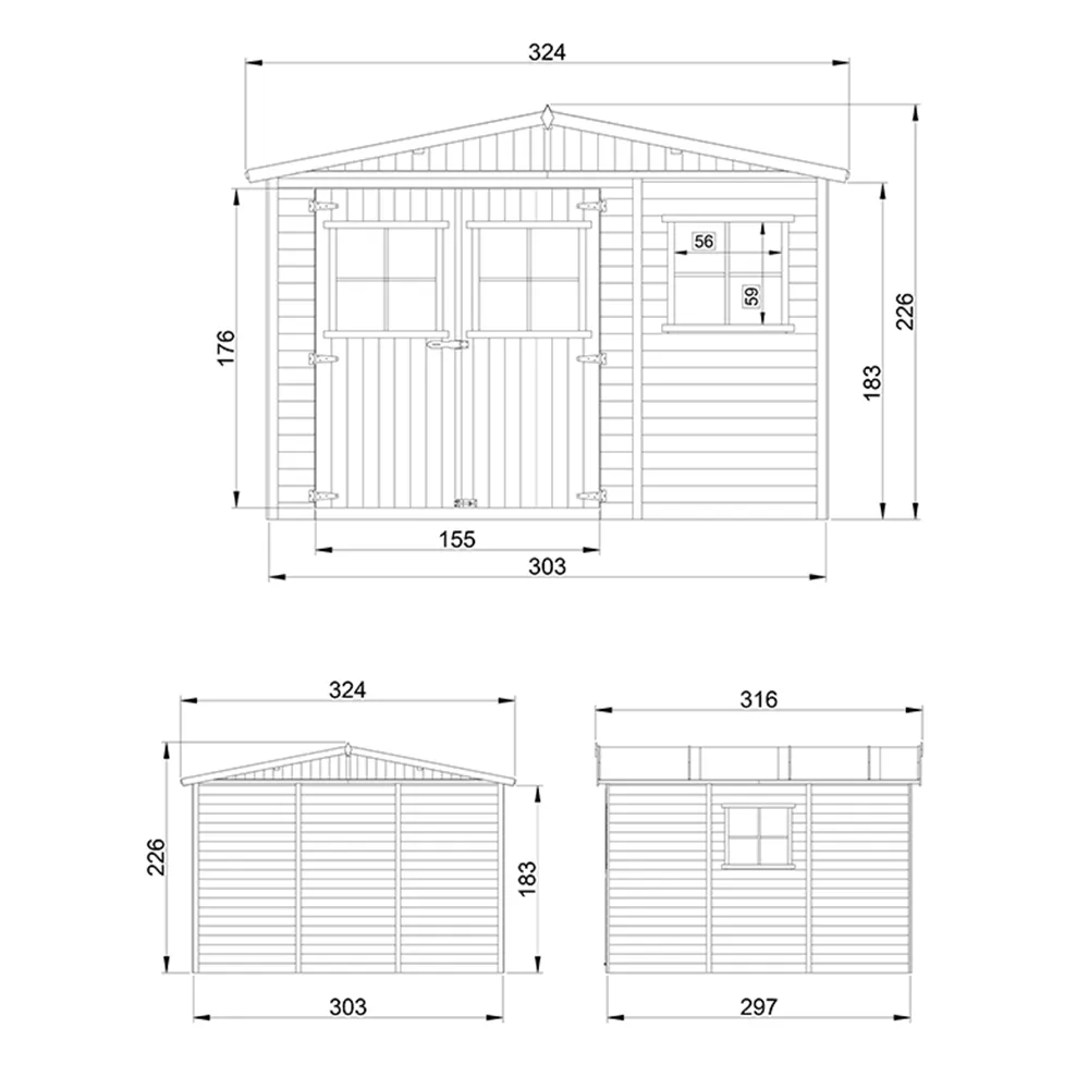 Timbela M335 casetta legno 303x297 cm 9 m²