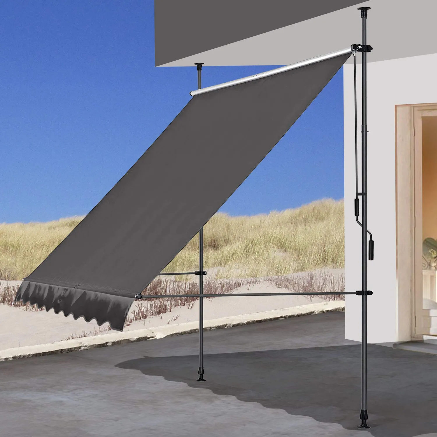 QUICK STAR tenda balcone 200x130 cm grigia senza fori 2 pezzi