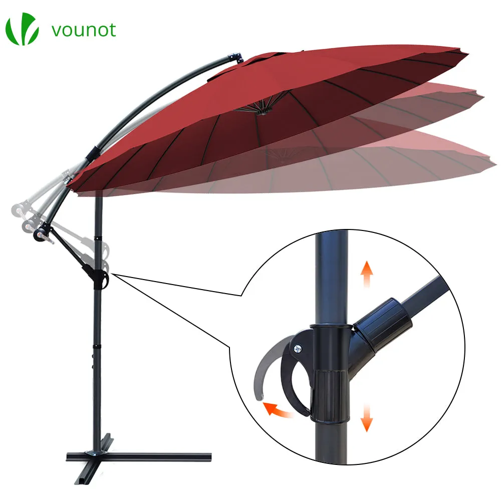 Vounot Shanghai ombrellone decentrato 3 m rosso con custodia