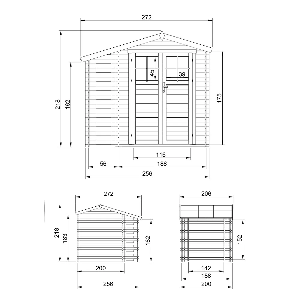 Timbela M386F casetta legno 256x200 cm 5 m²
