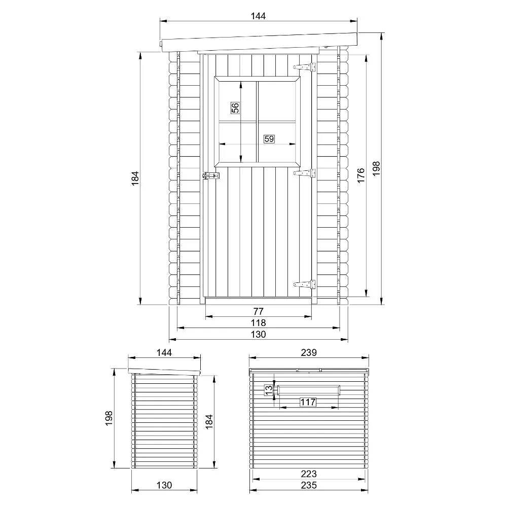 Timbela M306 casetta attrezzi legno 130x235 stretta