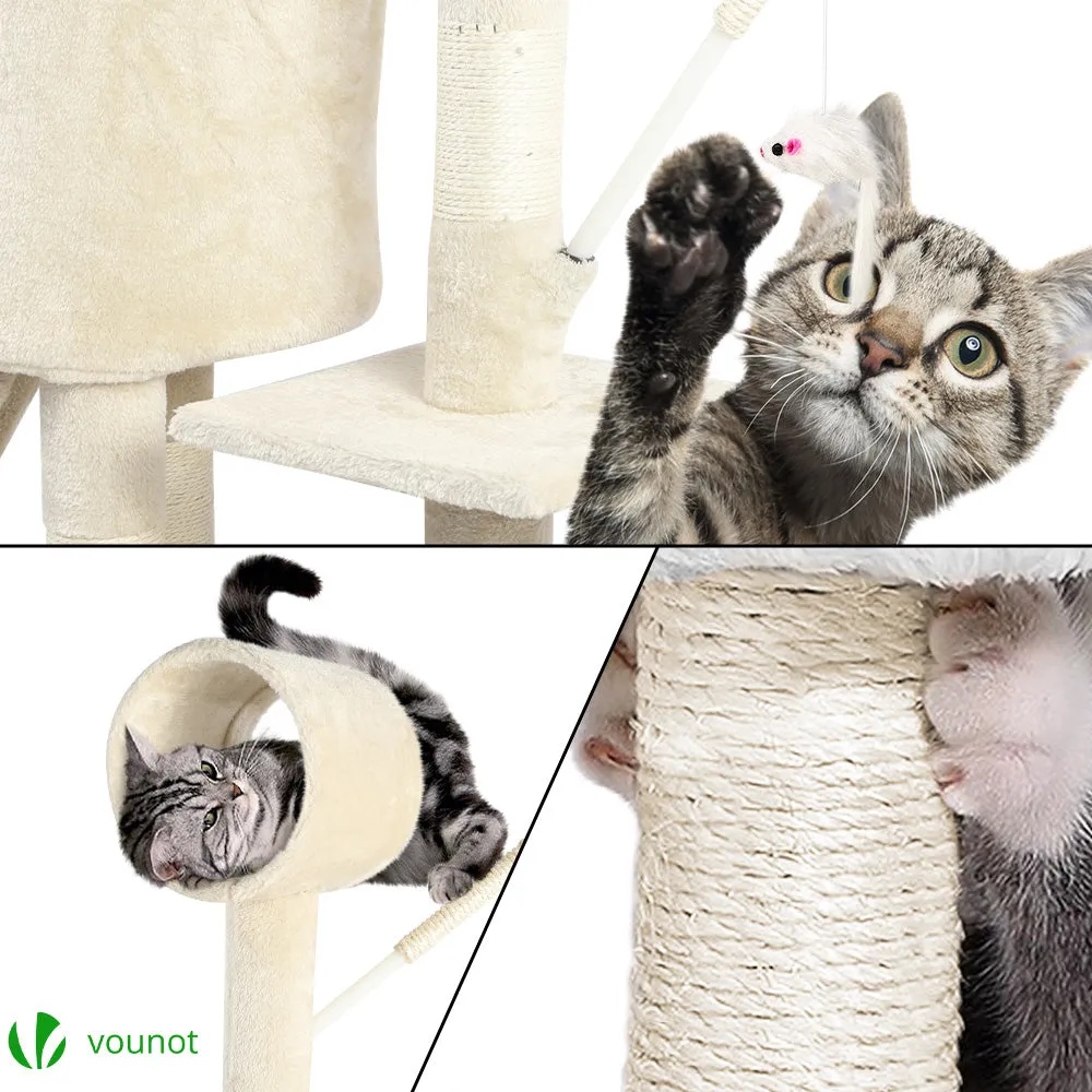 Vounot Albero Tiragraffi Gatto 154 cm Beige con Cuccia