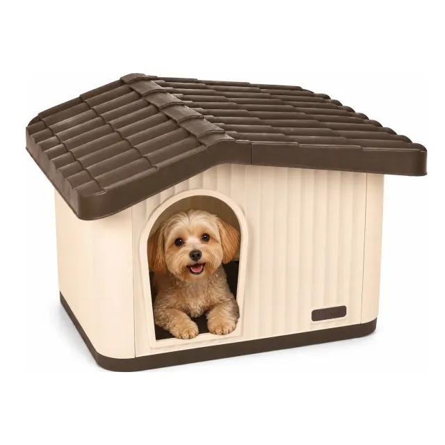VOUNOT Cuccia plastica beige 60x51x41 cm cani gatti interno esterno