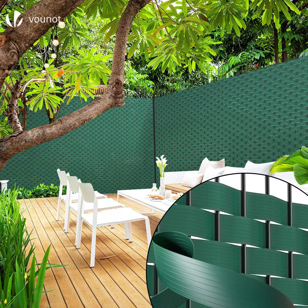 VOUNOT Kit listelli frangivista PVC 300m verde con clip