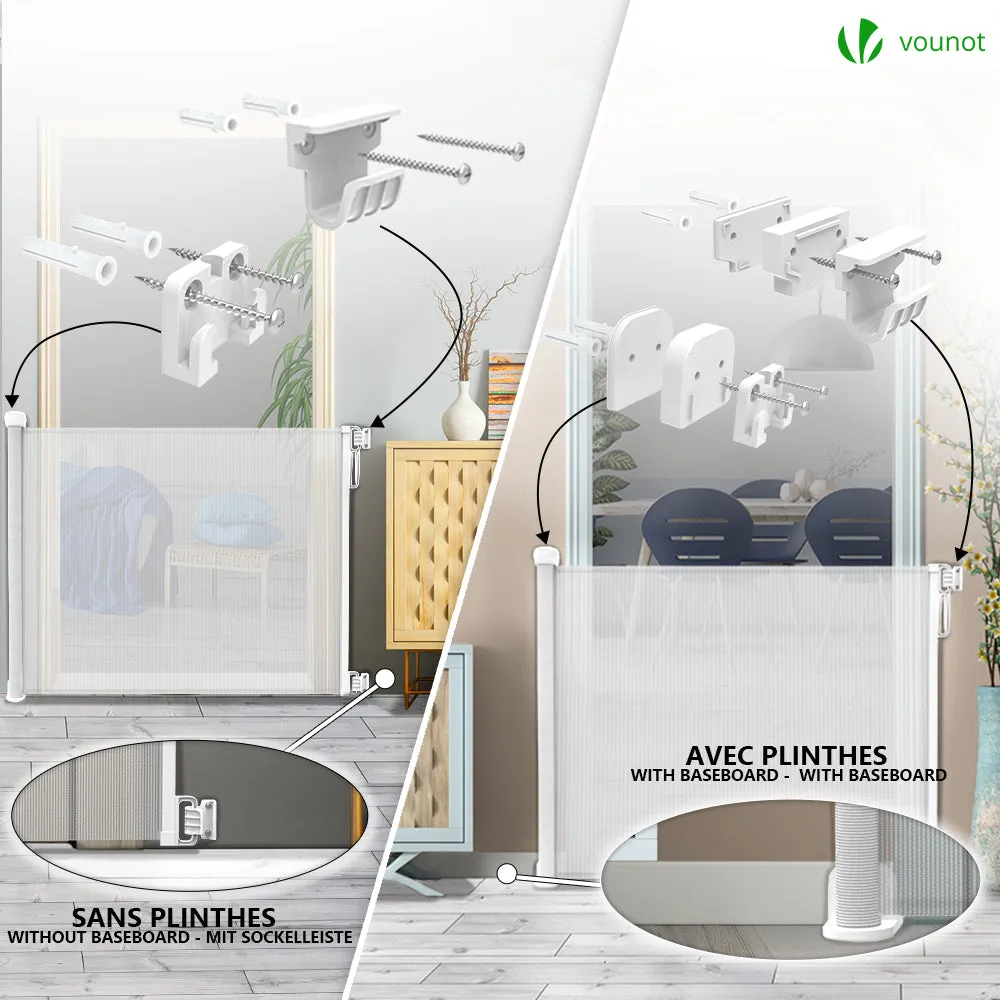 Vounot barriera sicurezza retrattile 180 cm bianca bimbi