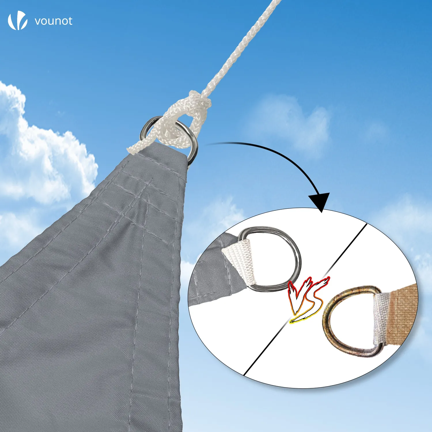 Vounot vela ombreggiante triangolare 5x5x5 m grigia