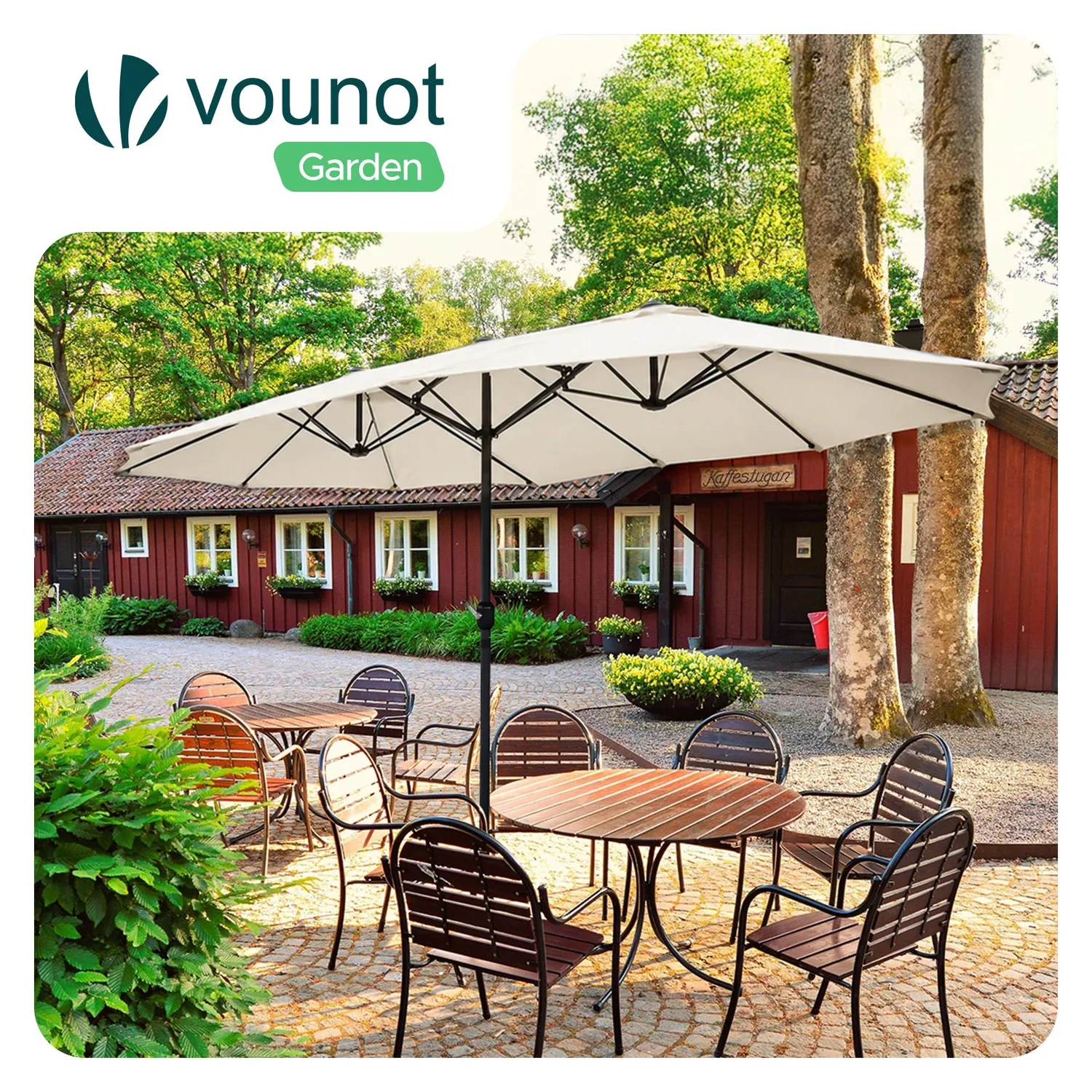 Vounot doppio ombrellone giardino 270x460 beige anti-UV