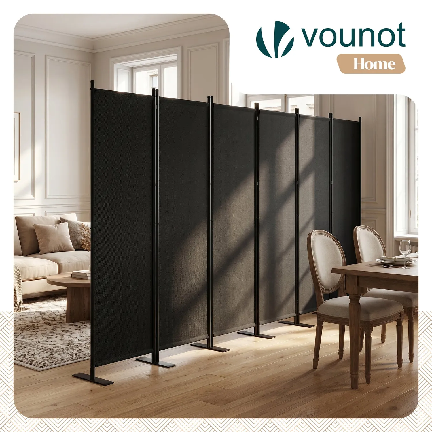 VOUNOT Paravento 6 Pannelli Divisorio 340 cm Antracite Pieghevole