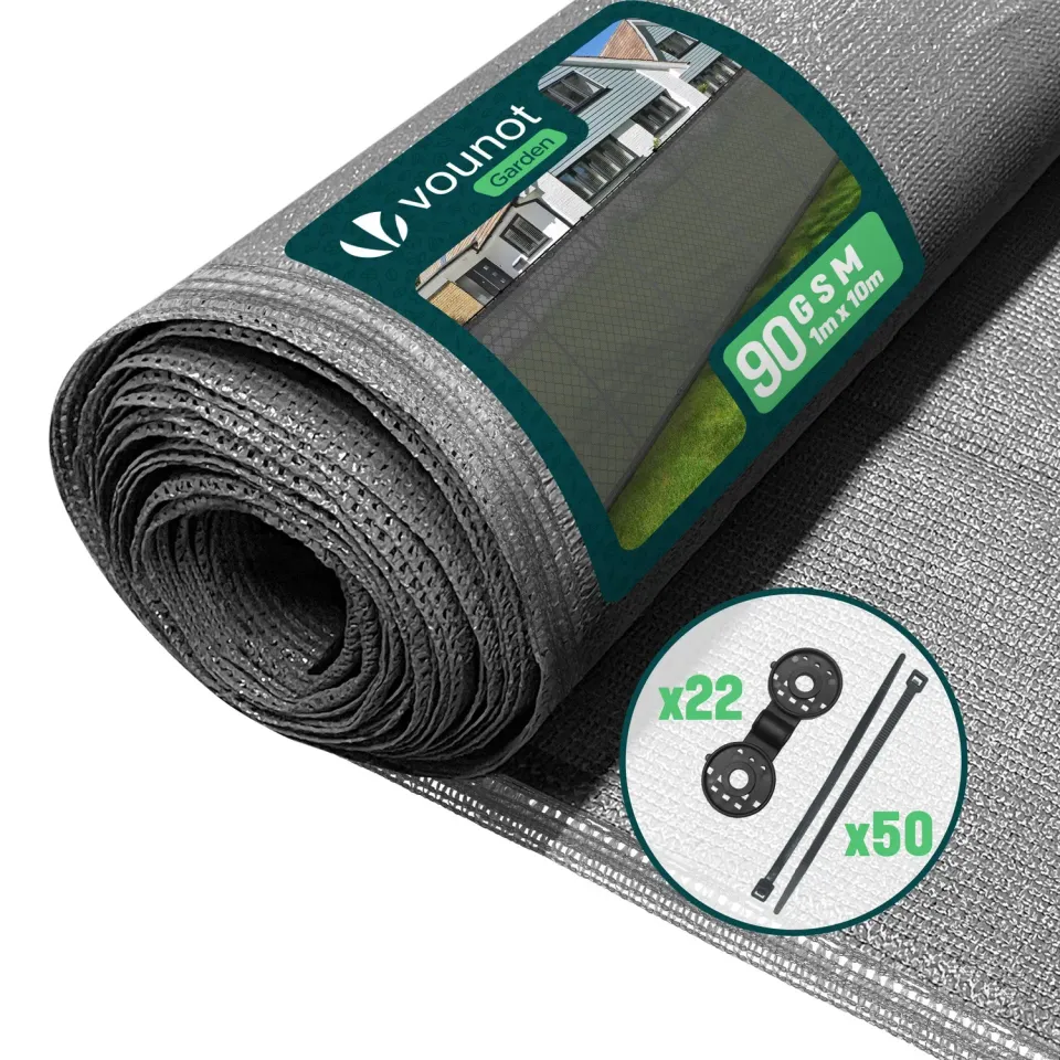 VOUNOT telo frangivista HDPE 1x10 m grigio 90 g/mq