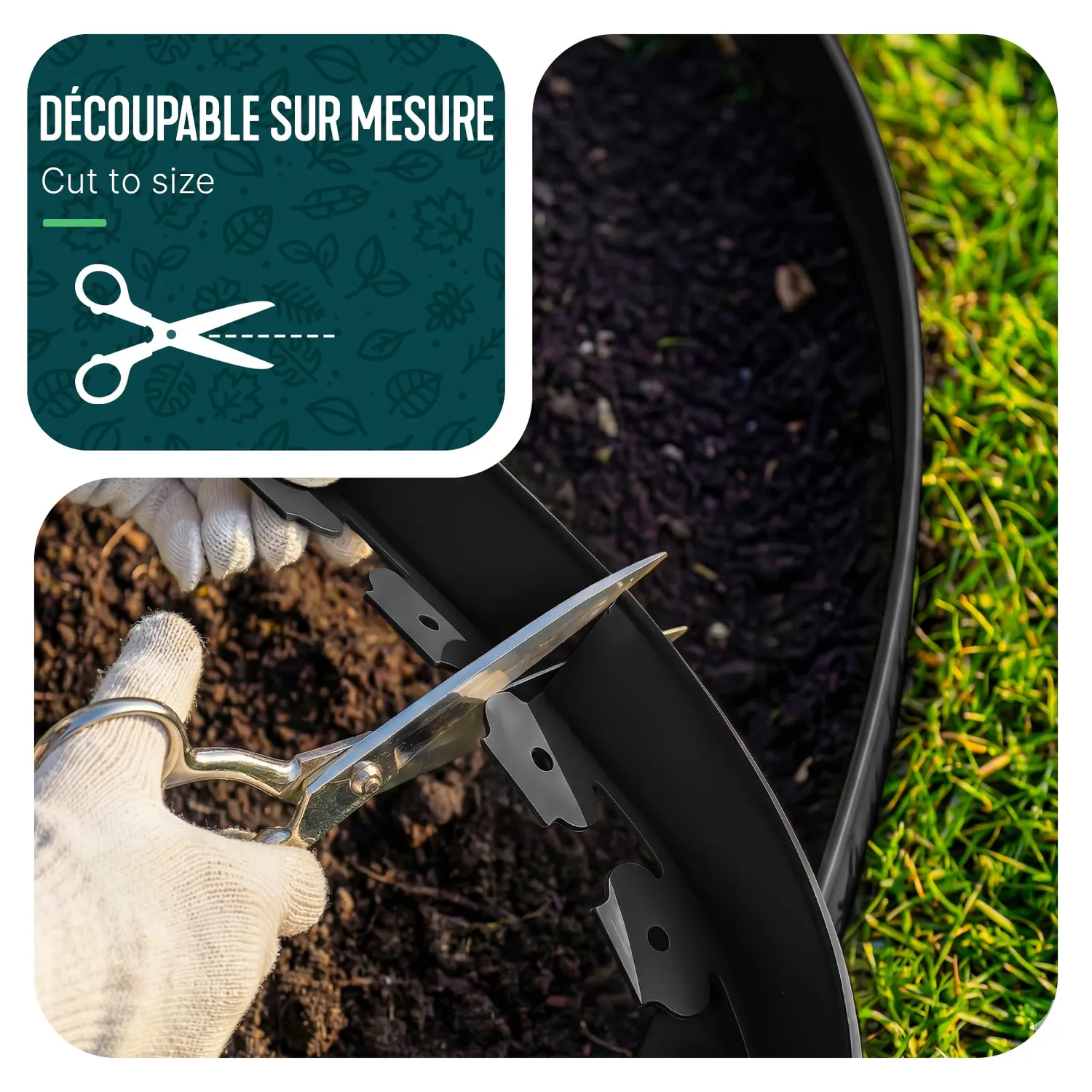 VOUNOT bordura giardino flessibile 10 m nera con picchetti