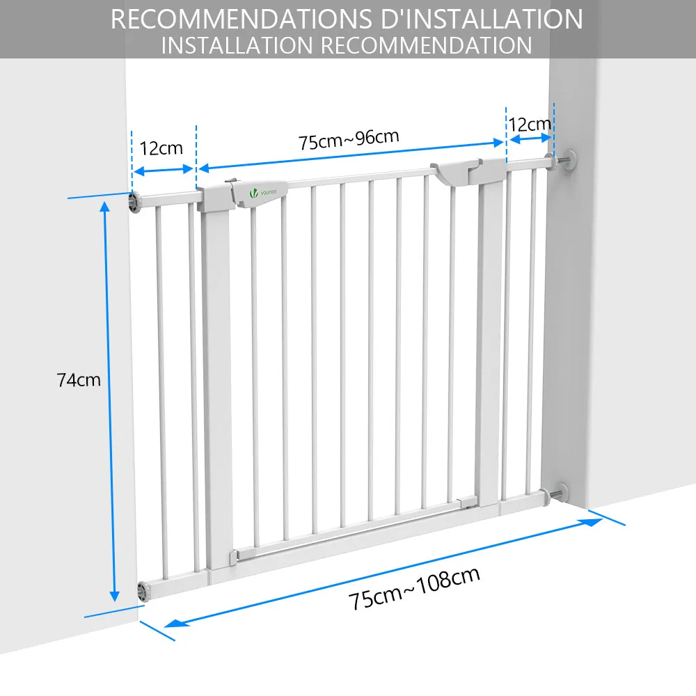 Vounot cancelletto sicurezza 100-108 cm bianco senza fori