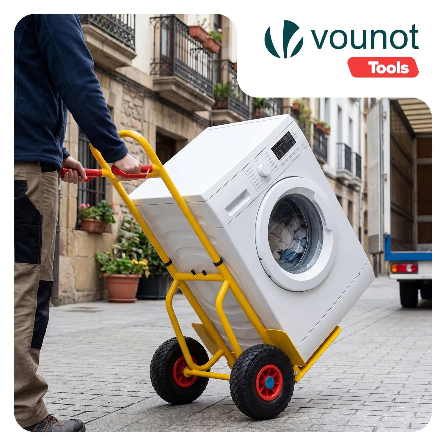 Vounot carrello trasporto pieghevole giallo 200 kg ruote