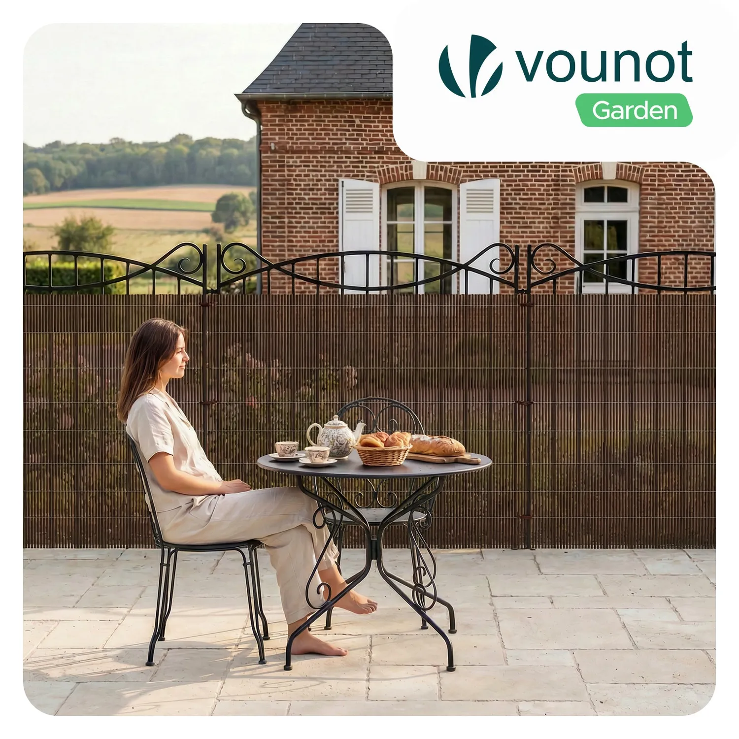 VOUNOT Canniccio PVC 160x500cm Marrone Effetto Vimini