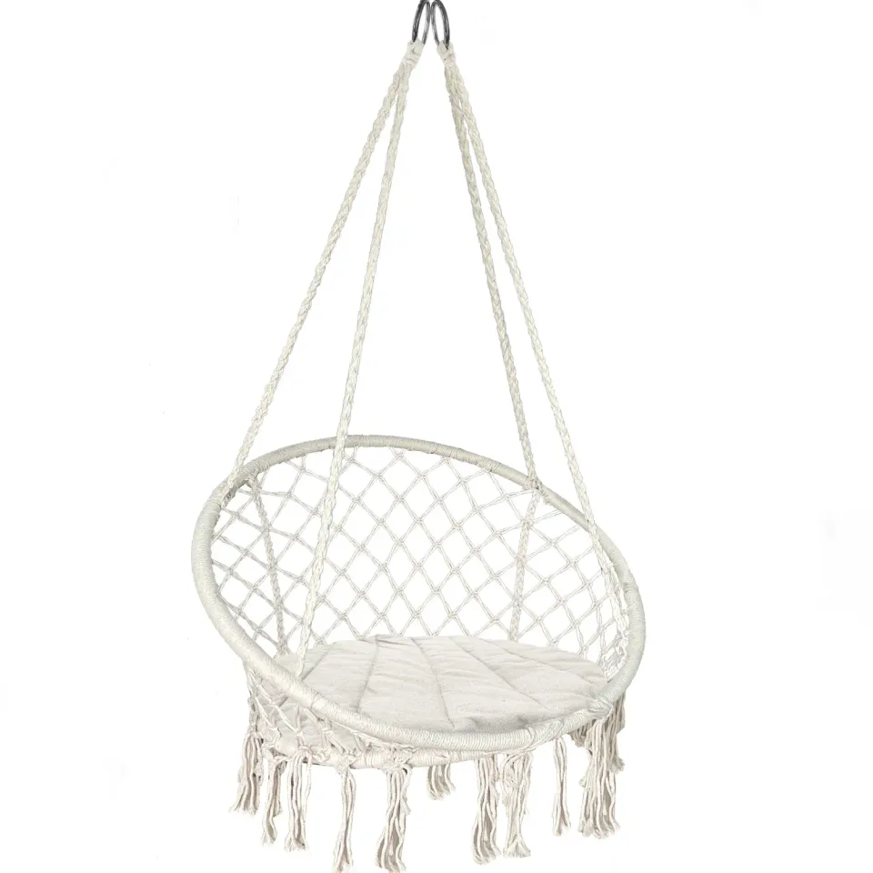 Vounot Poltrona Sospesa con Cuscino Rotondo Beige