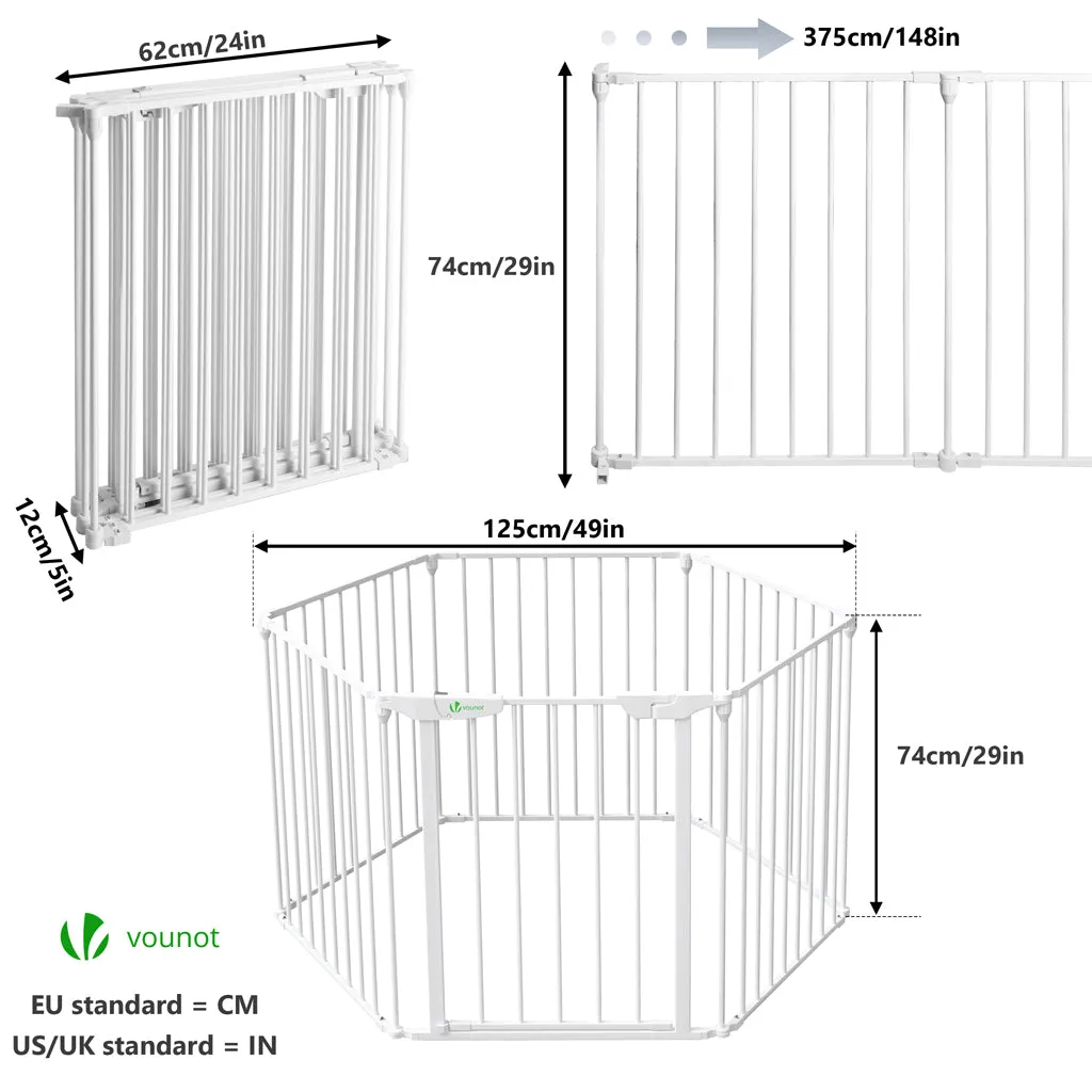 VOUNOT Barriera Sicurezza Camino 375cm 6 Pannelli Bianca