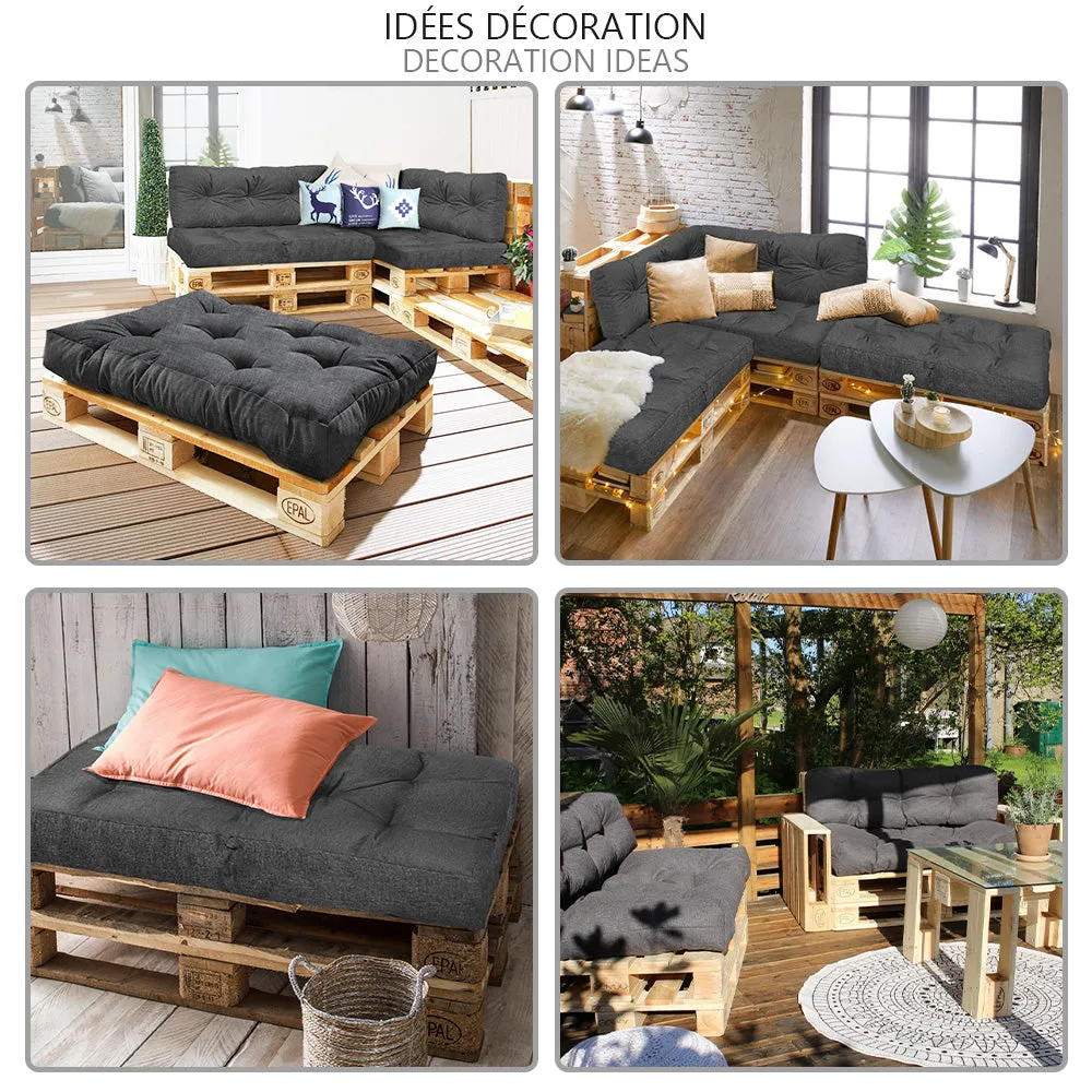 Vounot cuscini pallet grigio set 4 pezzi 120x80cm sfoderabile