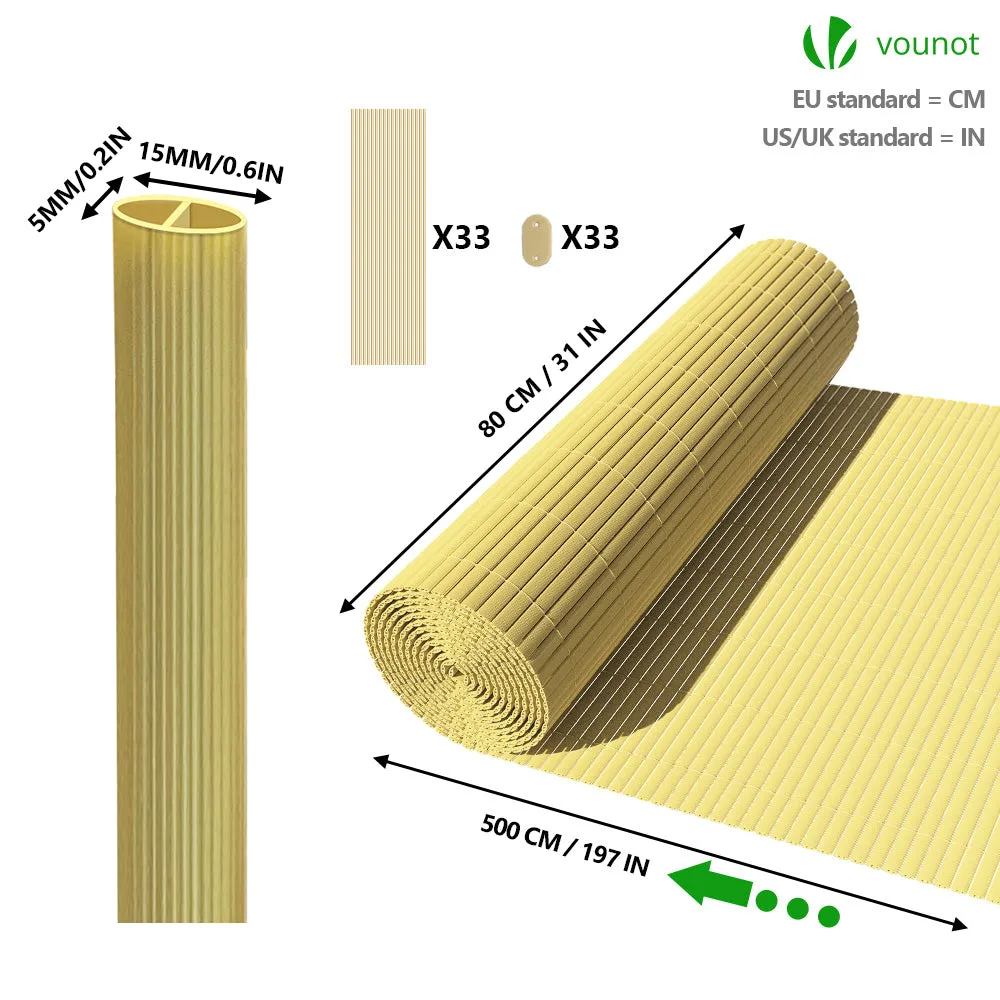 VOUNOT Cannicciato PVC Frangivista 80x500 cm Beige Rinforzato