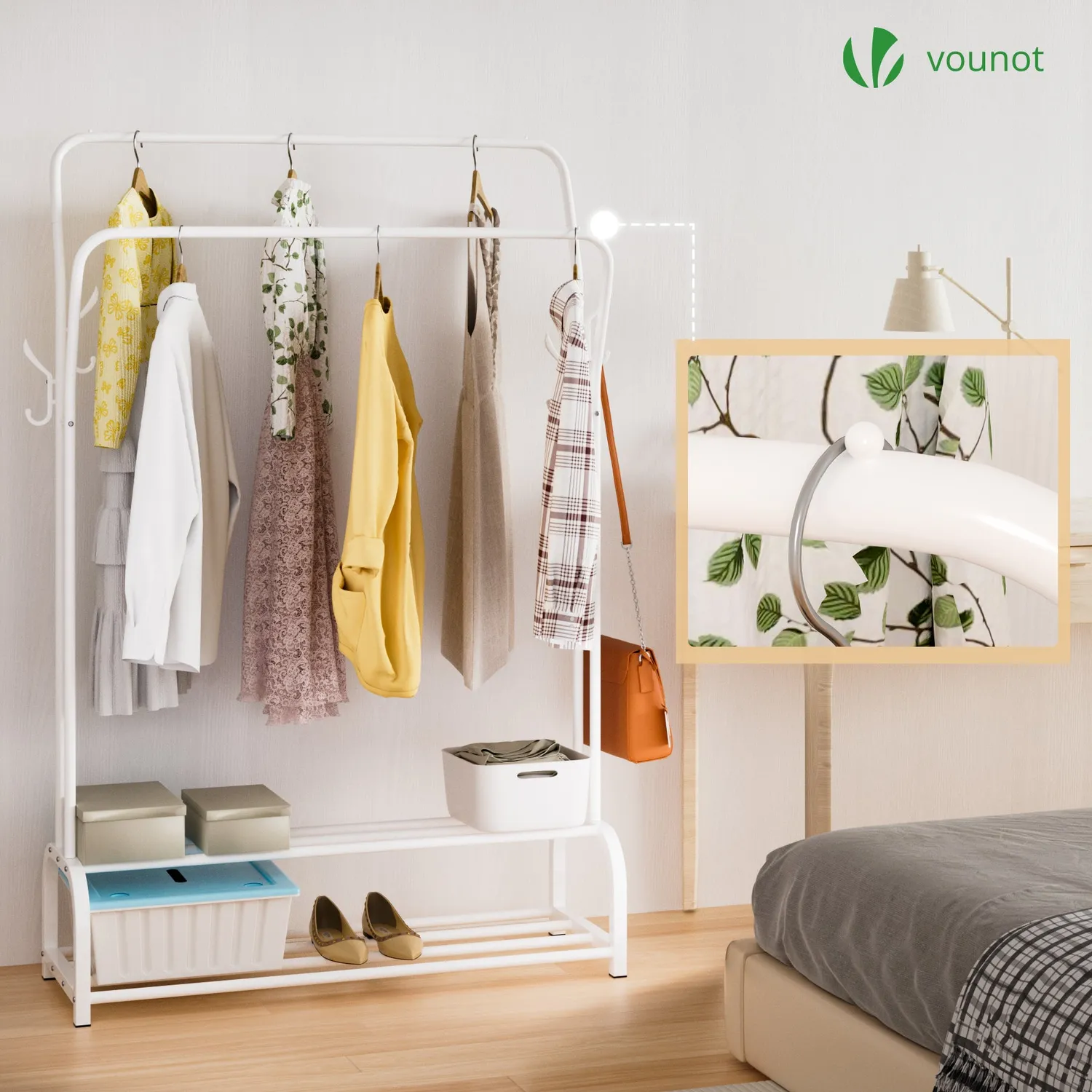Vounot Stand Appendiabiti Doppio 110x35x146cm Bianco