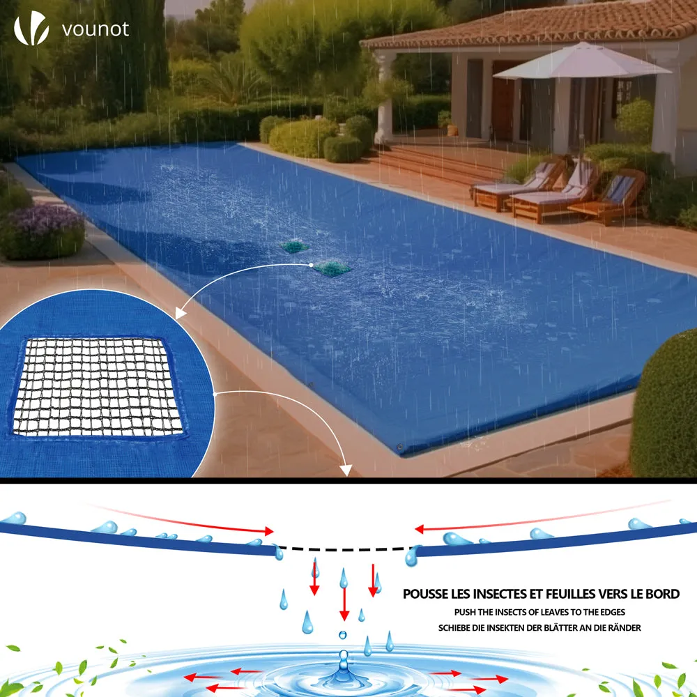VOUNOT Telo piscina rettangolare blu 4x9 m 160 g/m2 doppio strato